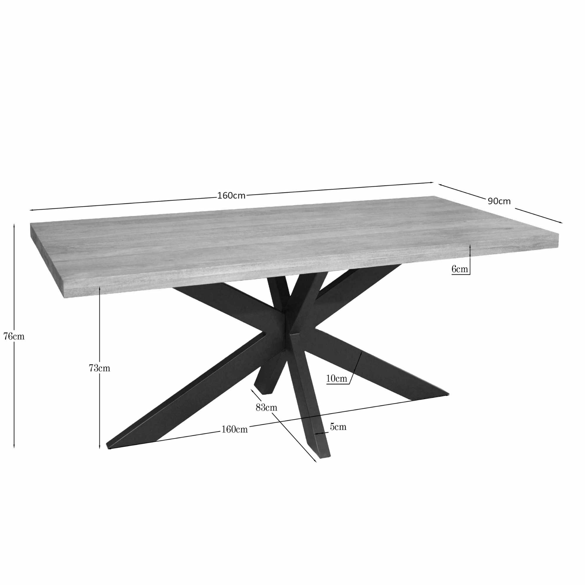 Rechthoekige eettafel Dakota Naturel Mangohout 160 cm - Image 4