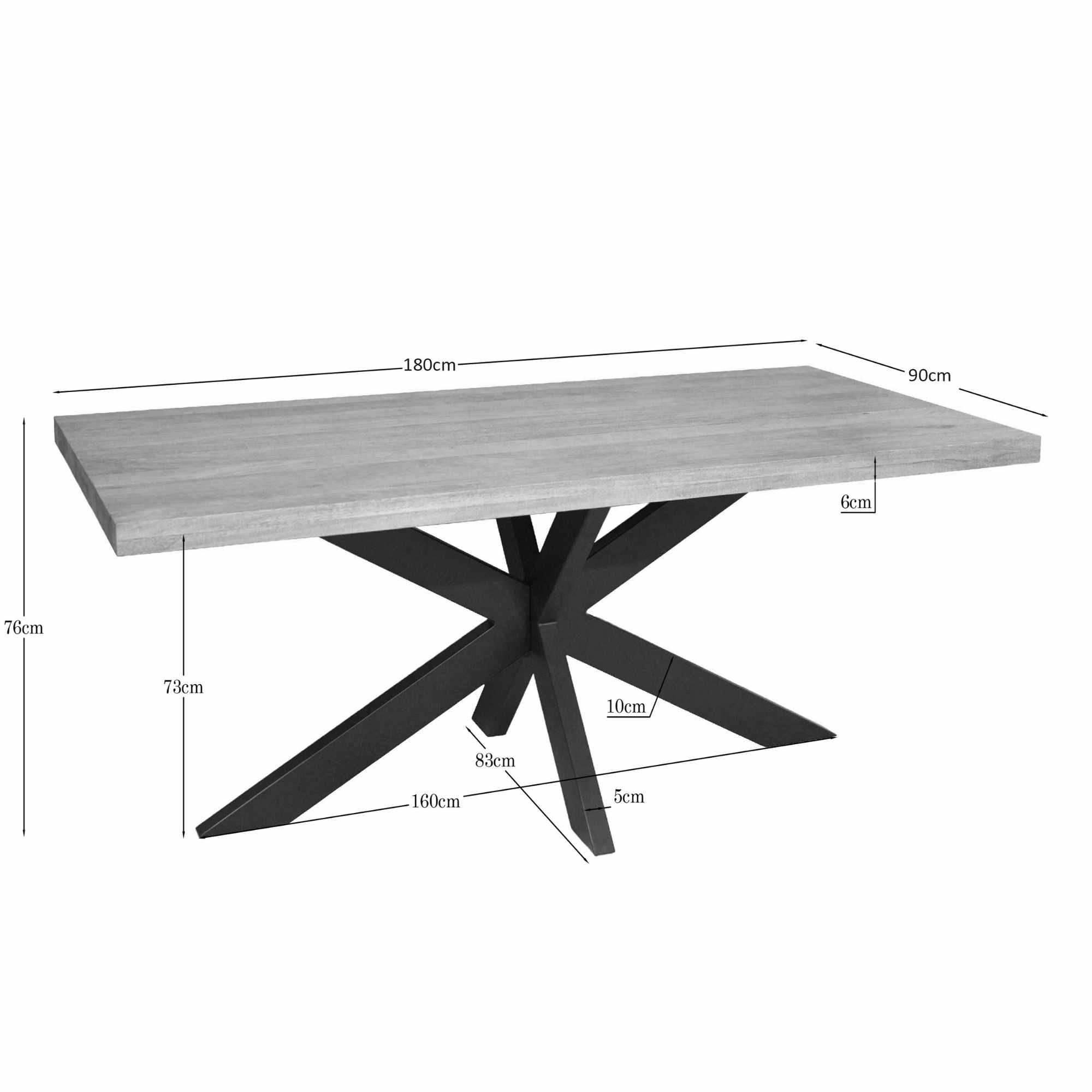 Rechthoekige eettafel Dakota Naturel Mangohout 180 cm - Image 4