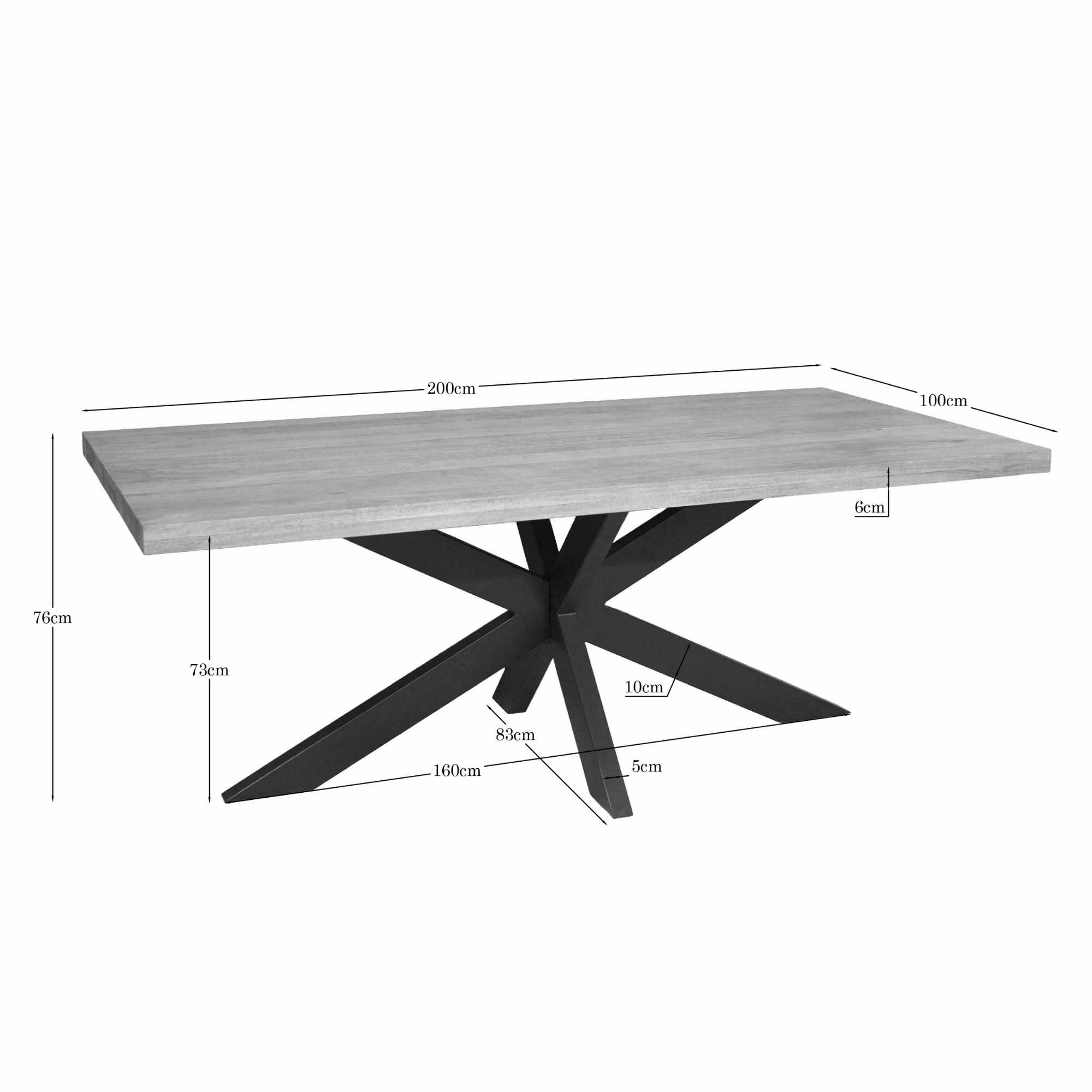 Rechthoekige eettafel Dakota Naturel Mangohout 200 cm - Image 4