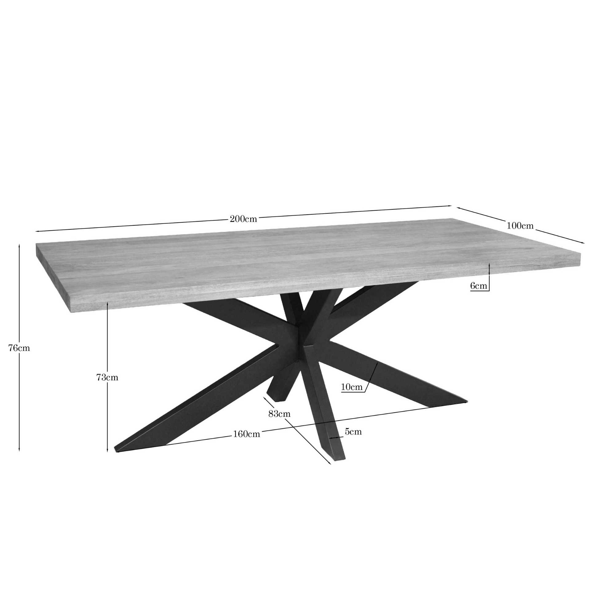 Rechthoekige eettafel Dakota Naturel Mangohout 200 cm - Image 6