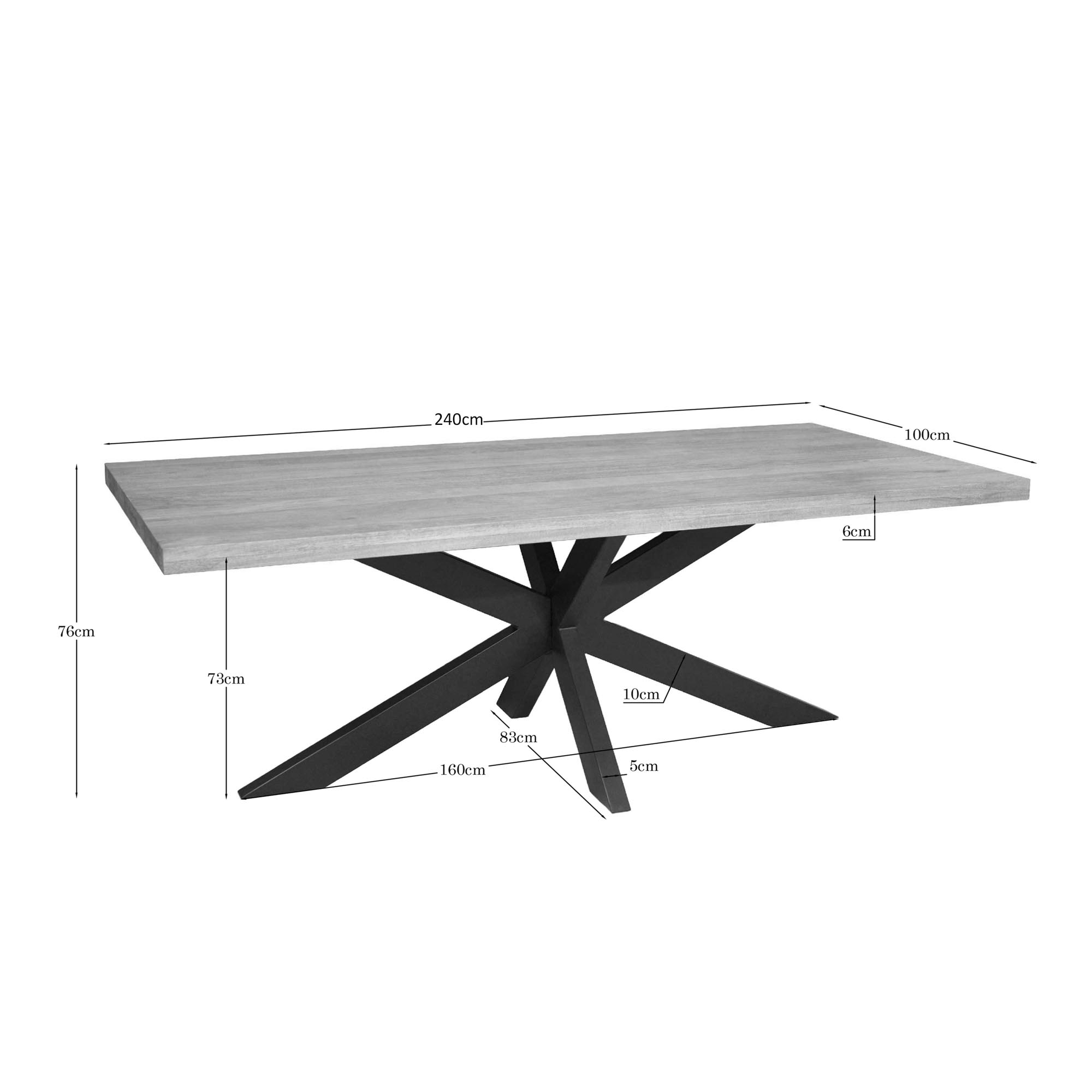 Rechthoekige eettafel Dakota Naturel Mangohout 240 cm - Image 4