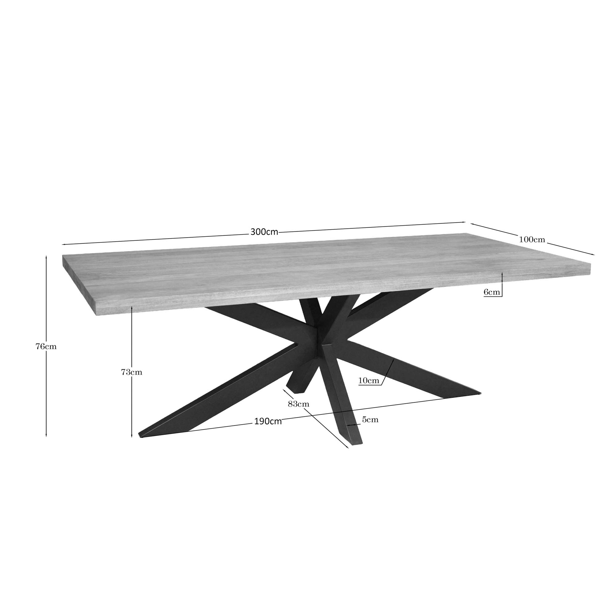 Rechthoekige eettafel Dakota Naturel Mangohout 300 cm - Image 4