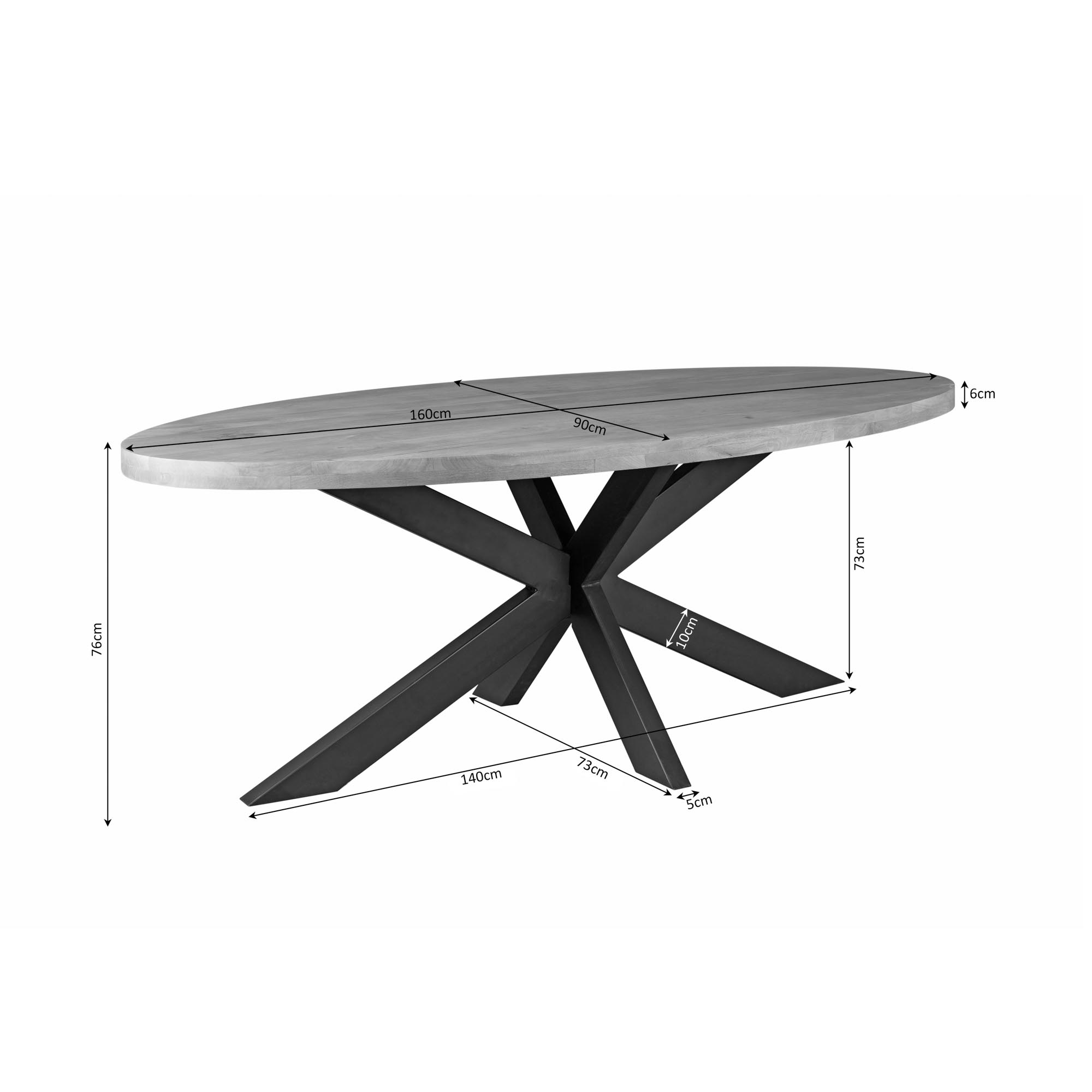 Ovale eettafel Dakota Naturel Mangohout 160 cm - Image 4