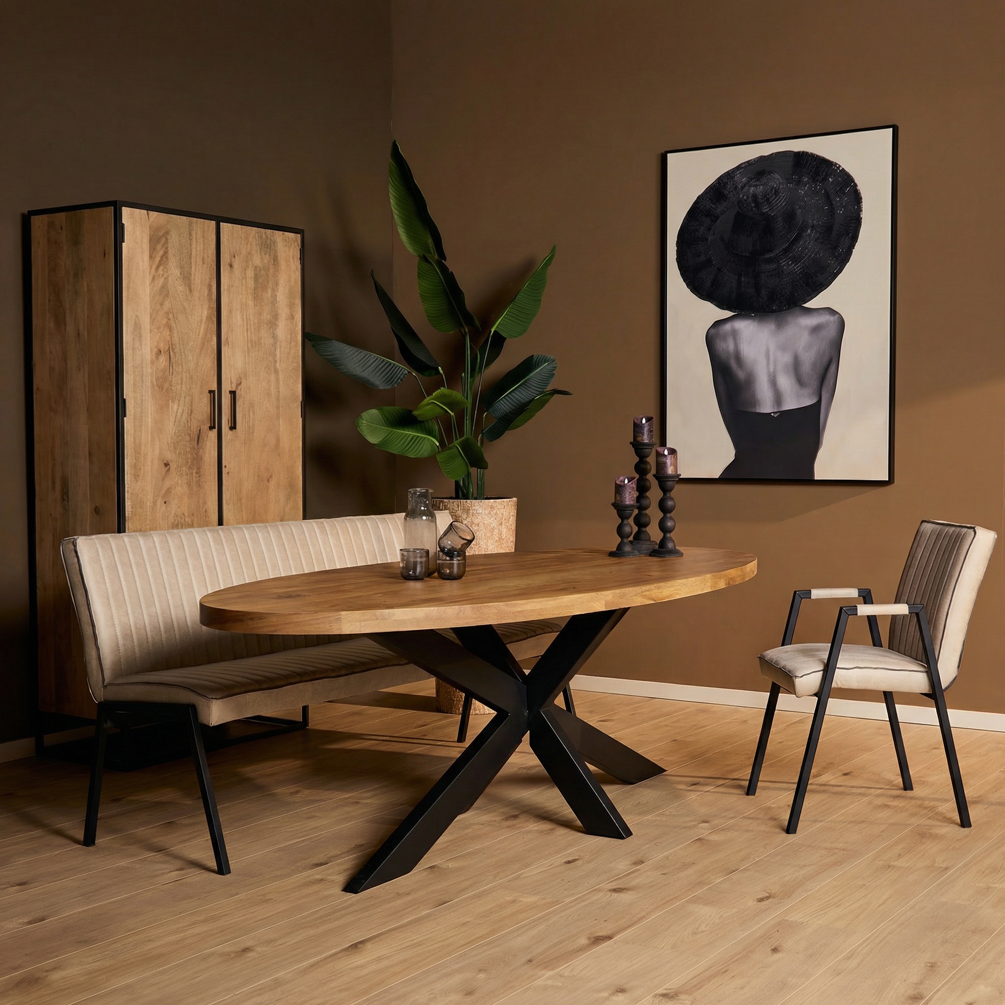 Ovale eettafel Dakota Naturel Mangohout 300 cm - Image 1