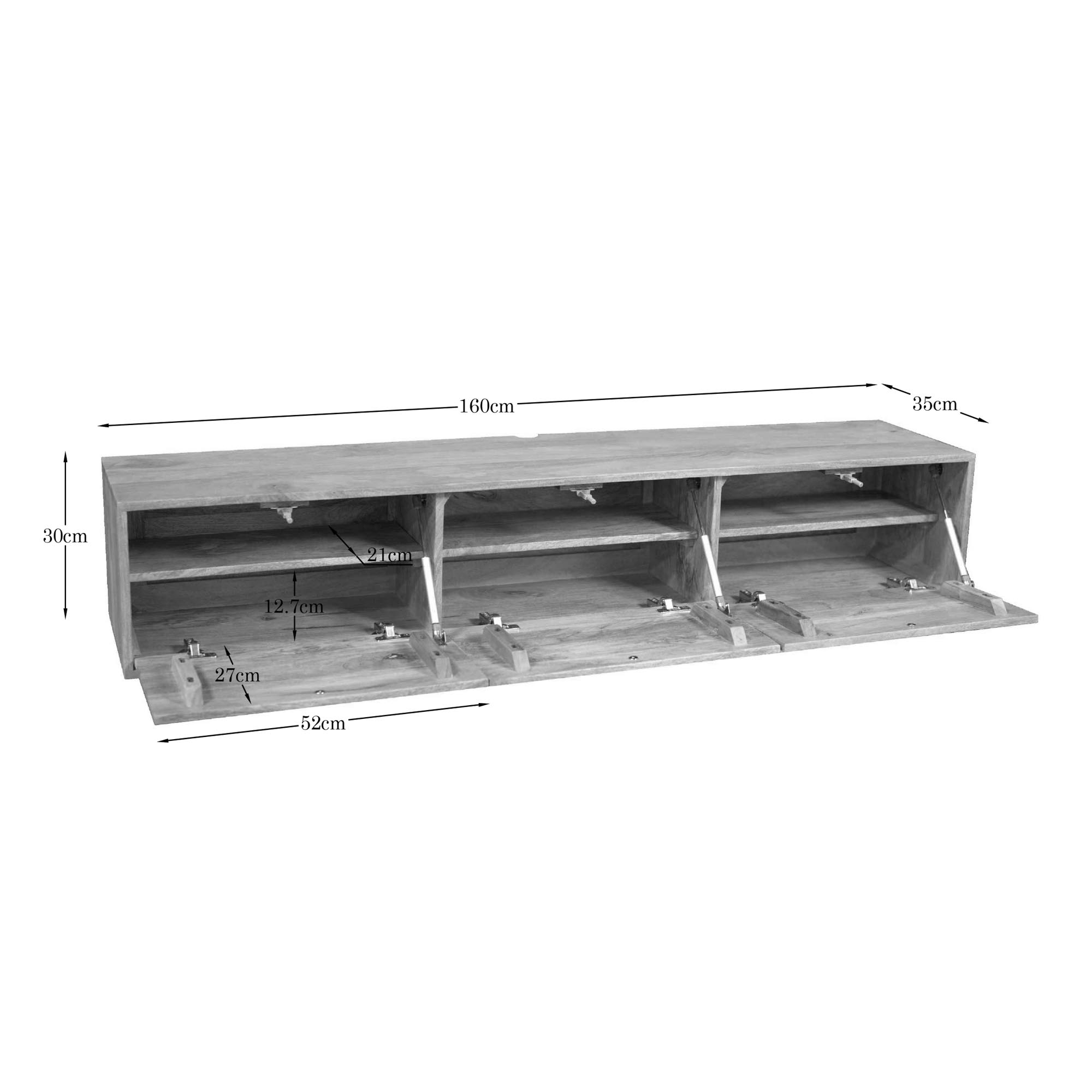 STF-2822_5 Zwevend tv meubel Vision Licht Mangohout 160 cm - Image 6