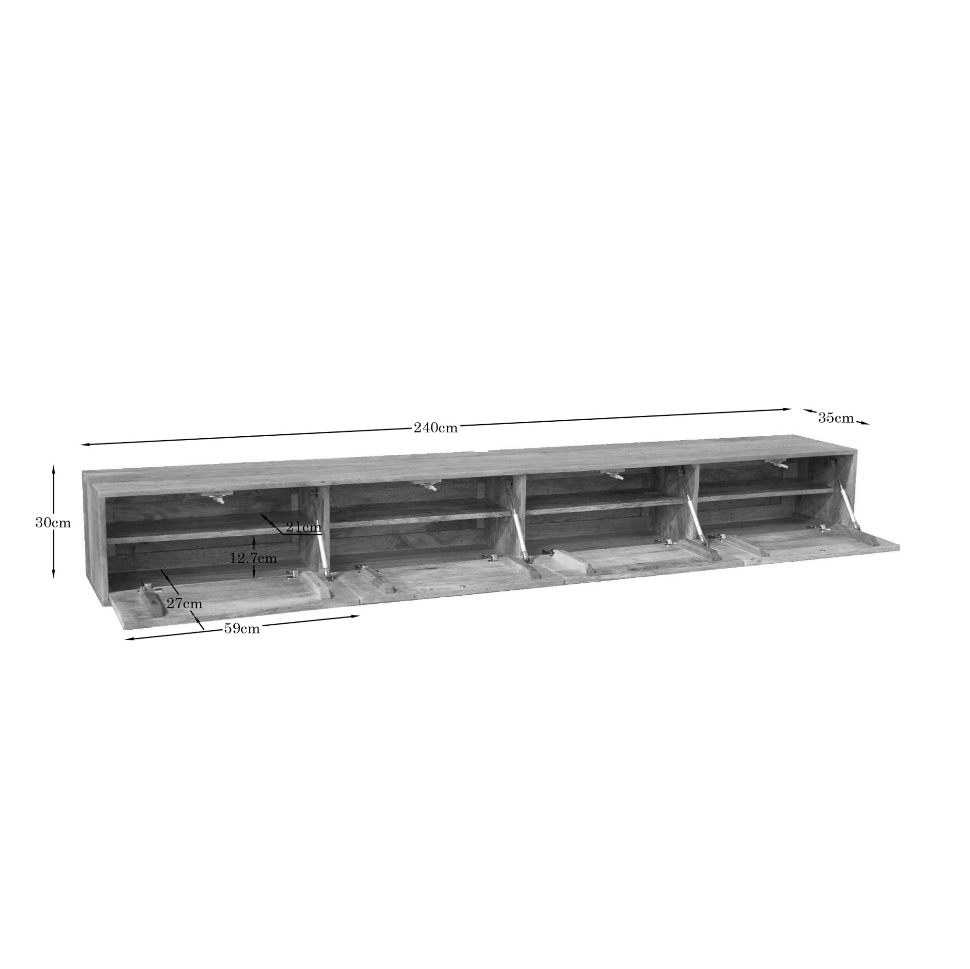 STF-2824_5 Zwevend tv meubel Vision Licht Mangohout 240 cm - Image 6