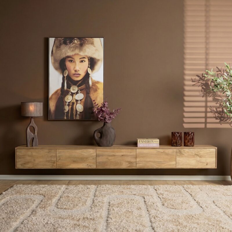 Zwevend tv meubel Vision Licht Mangohout 280 cm - Image 1