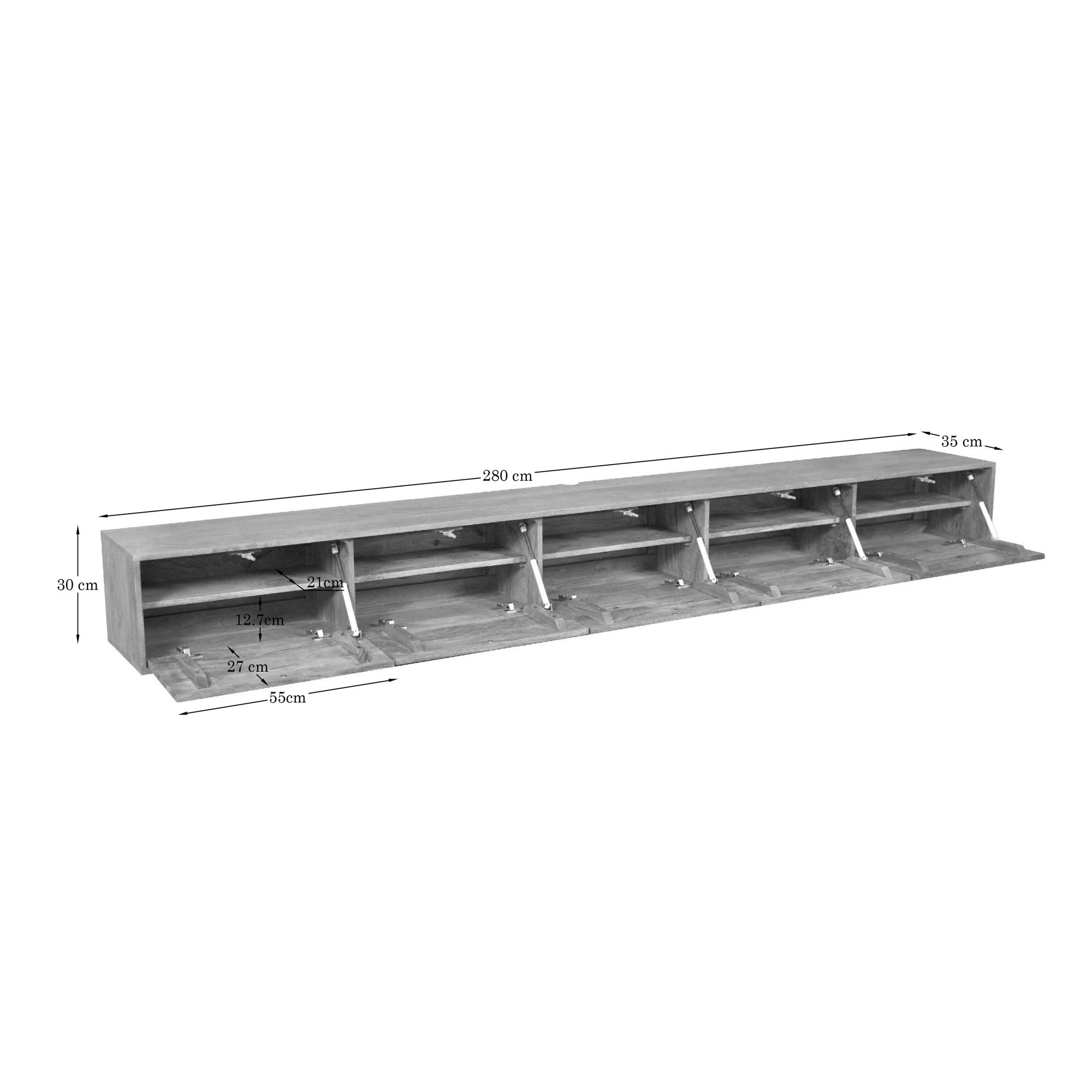 STF-2825_5 Zwevend tv meubel Vision Licht Mangohout 280 cm - Image 6
