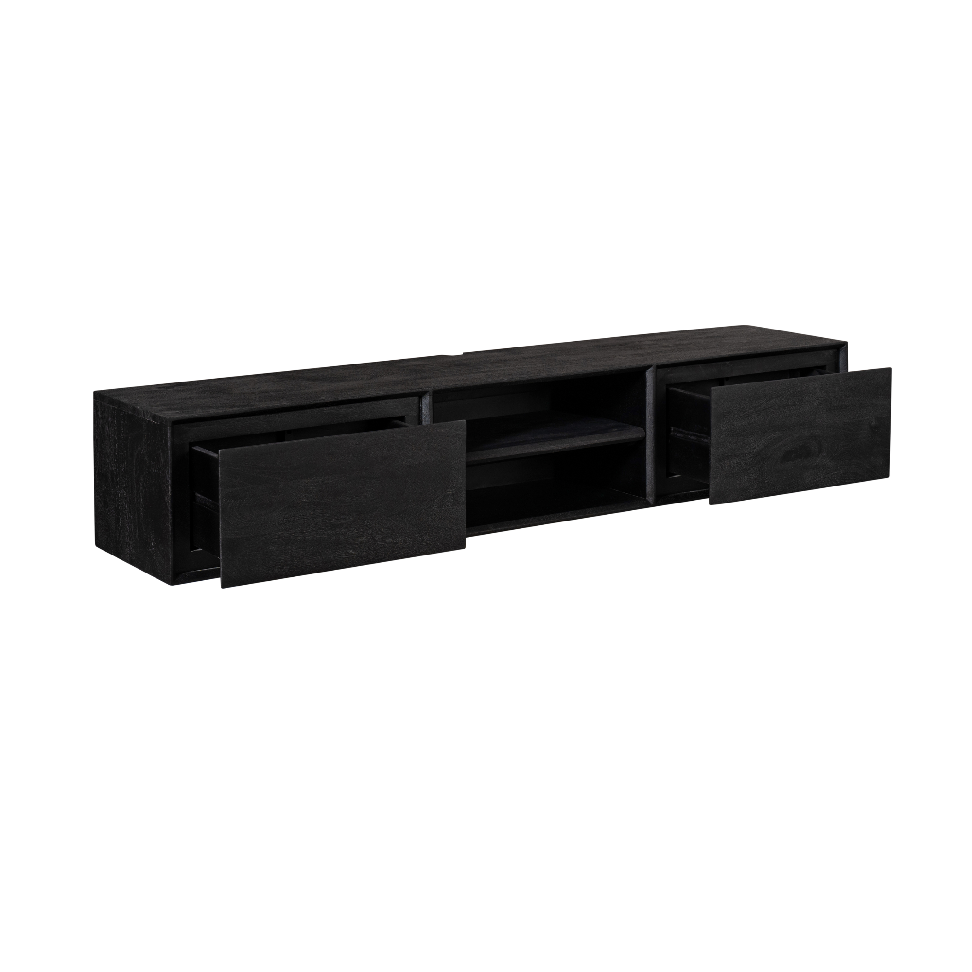 Zwevend tv meubel Ambiance Zwart Mangohout 160 cm - Image 8