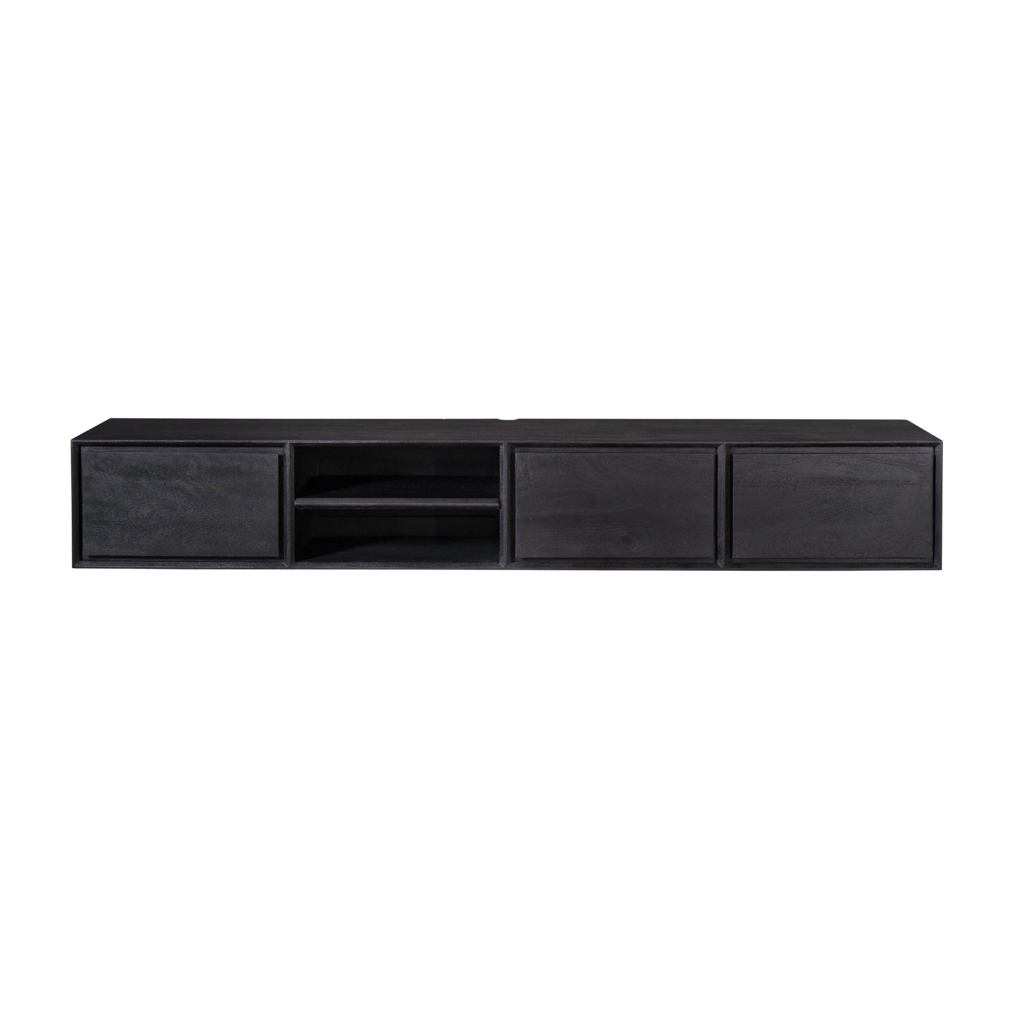 STF-1608_5 Zwevend tv meubel Ambiance Zwart Mangohout 200 cm - Image 6
