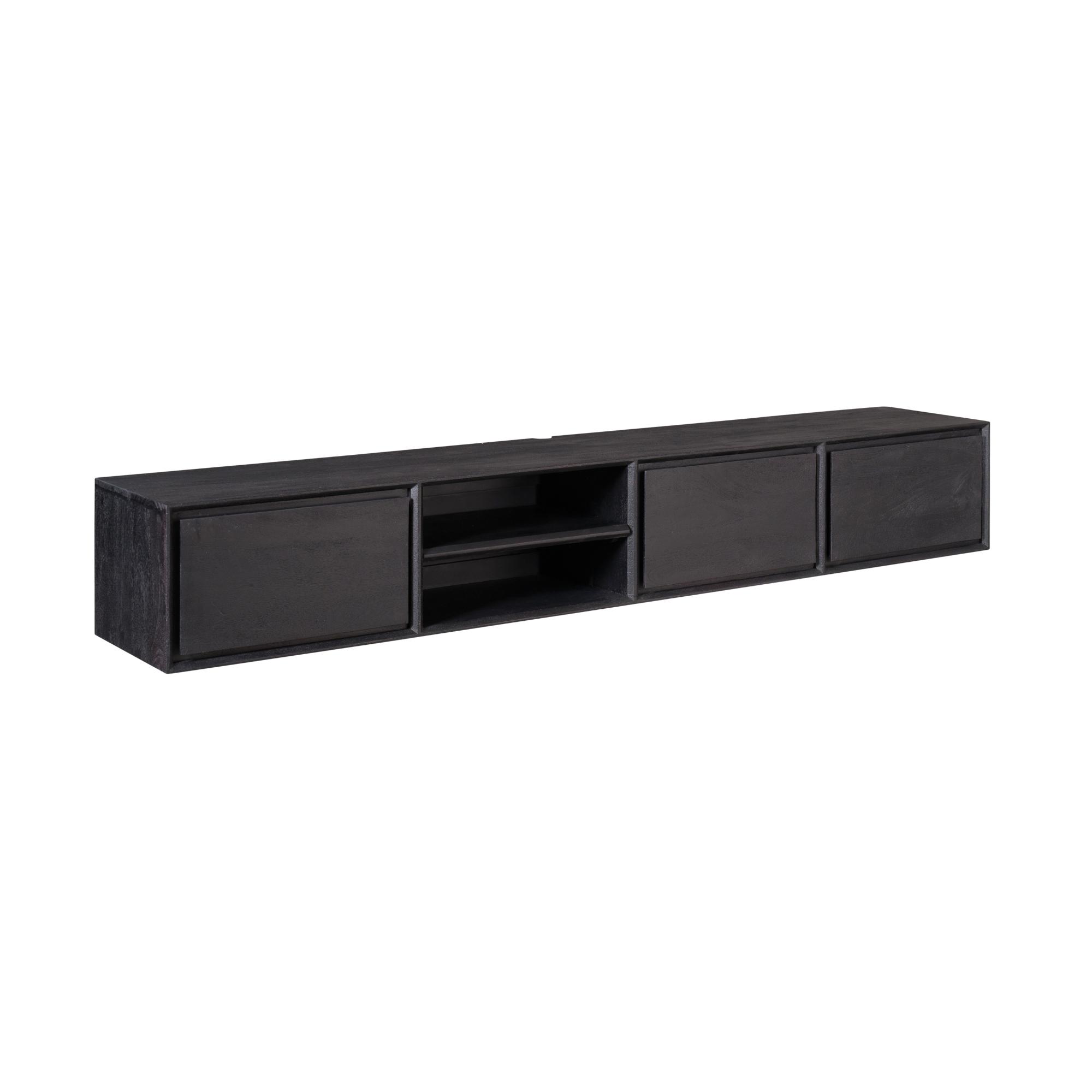 STF-1608_6 Zwevend tv meubel Ambiance Zwart Mangohout 200 cm - Image 7