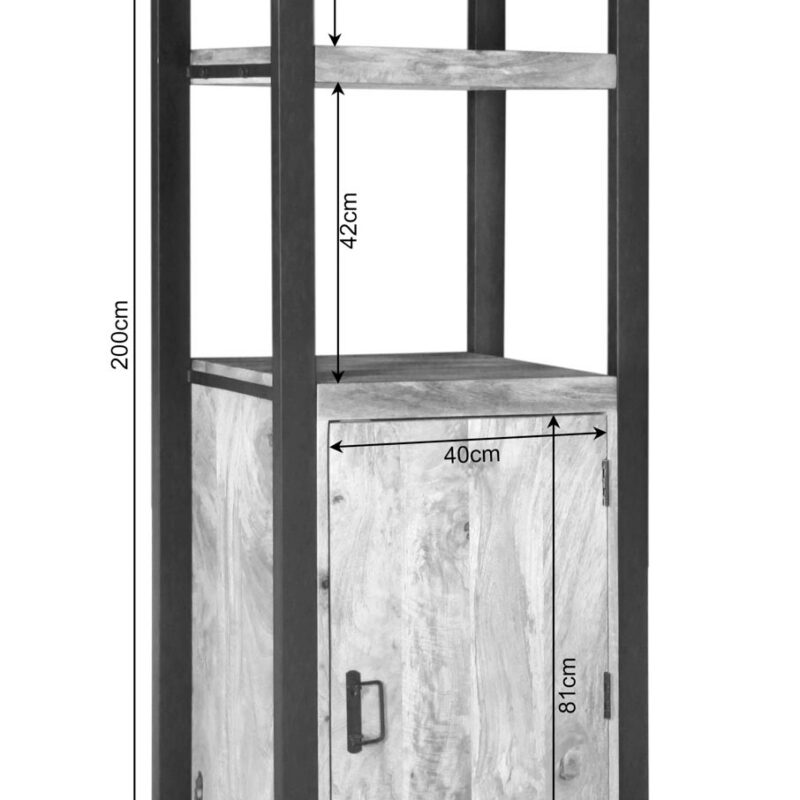 Boekenkast Britt met deur Naturel Mangohout 55 cm - Image 5