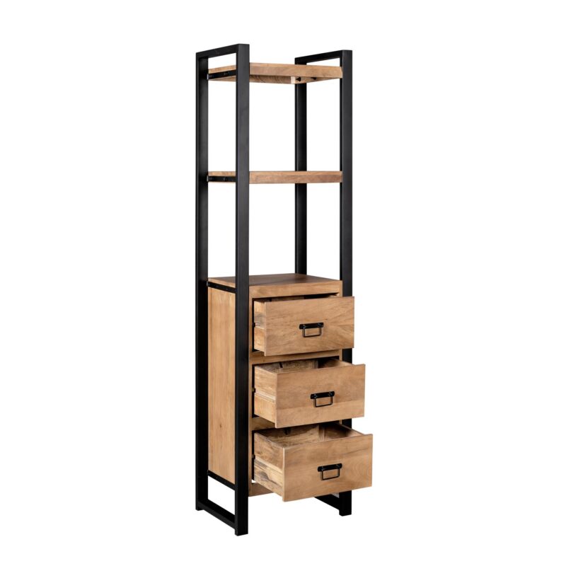 Boekenkast Britt met lades Naturel Mangohout 55 cm - Image 4