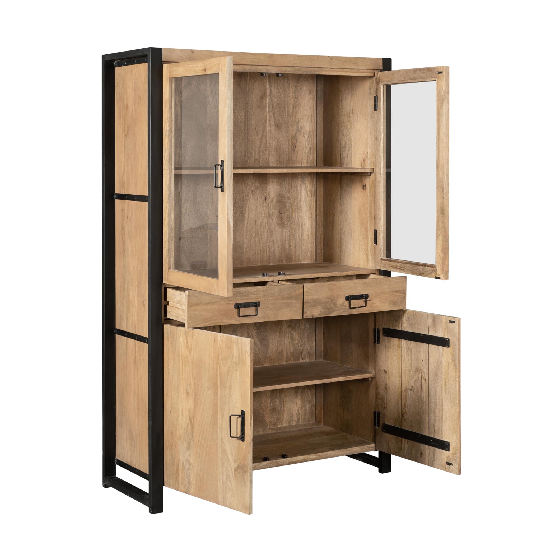 Vitrinekast Britt Naturel Mangohout 115 cm - Image 5