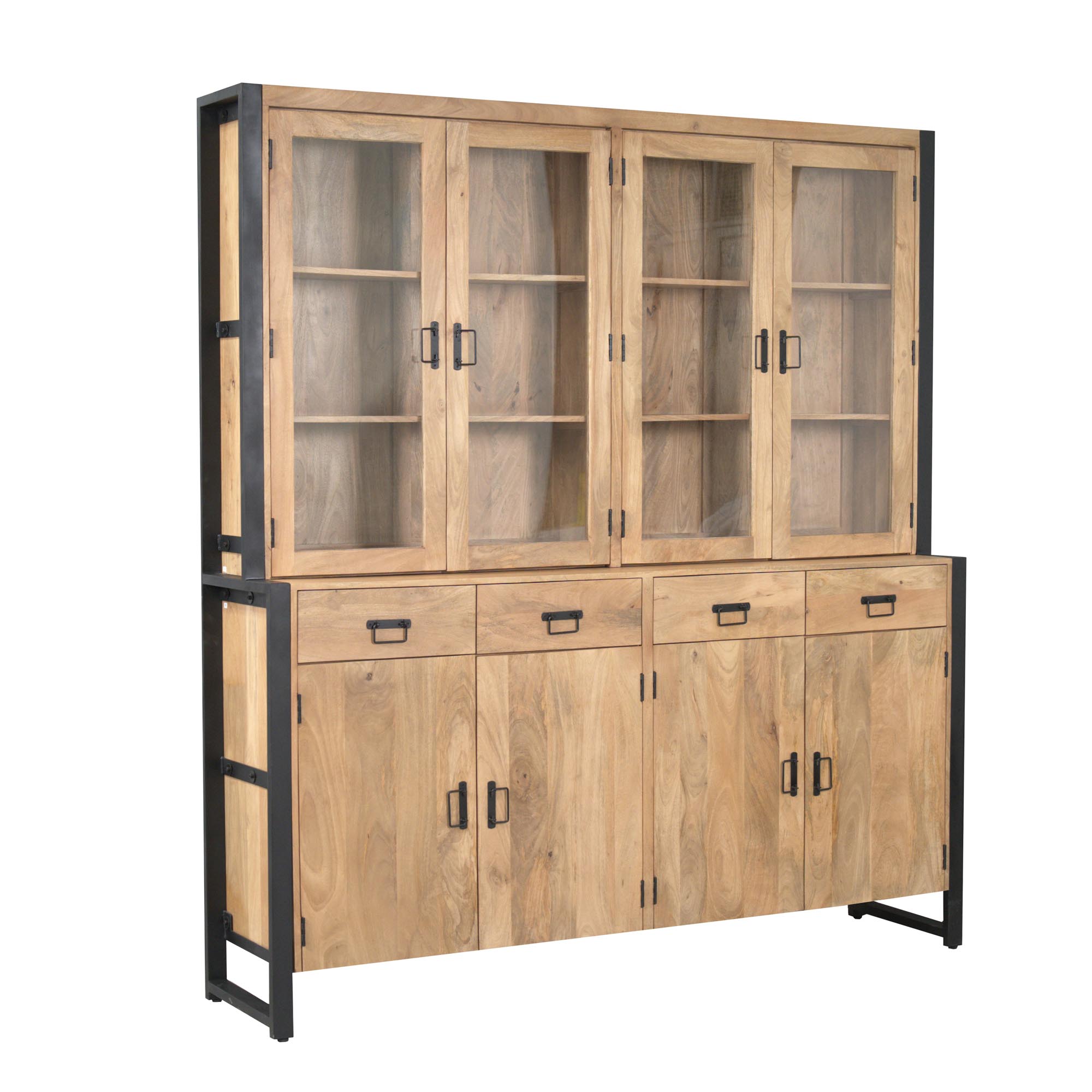 Vitrinekast Britt XXL Naturel Mangohout 200 cm - Image 3