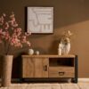 Tv meubel Britt met deur en open vak Naturel Mangohout 110 cm - Image 1