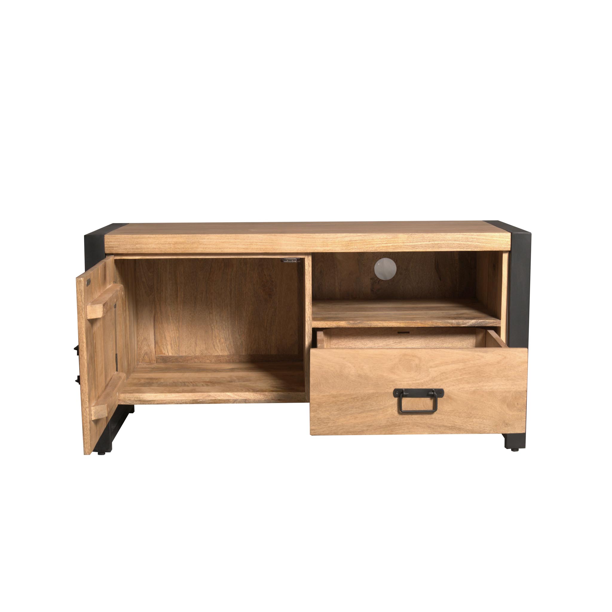 Tv meubel Britt met deur en open vak Naturel Mangohout 110 cm - Image 4