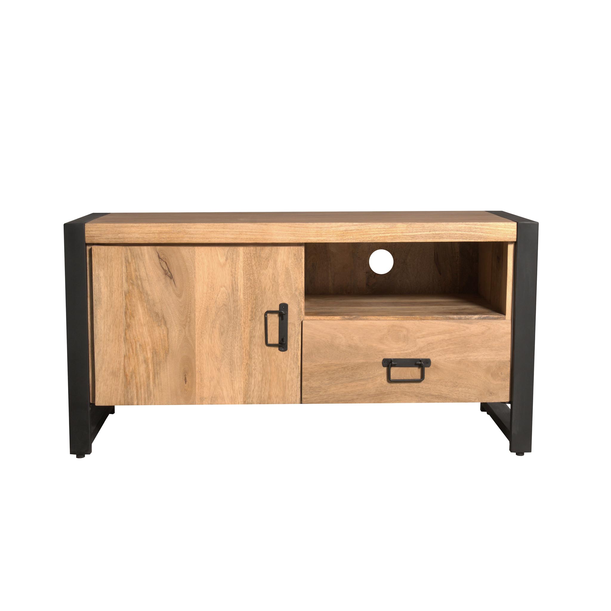 Tv meubel Britt met deur en open vak Naturel Mangohout 110 cm - Image 7