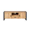 STF-4622_1 Tv meubel Britt met deuren en lade Naturel Mangohout 150 cm - Image 2