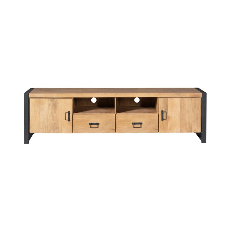 Tv meubel Britt met deuren en lades Naturel Mangohout 200 cm - Image 2