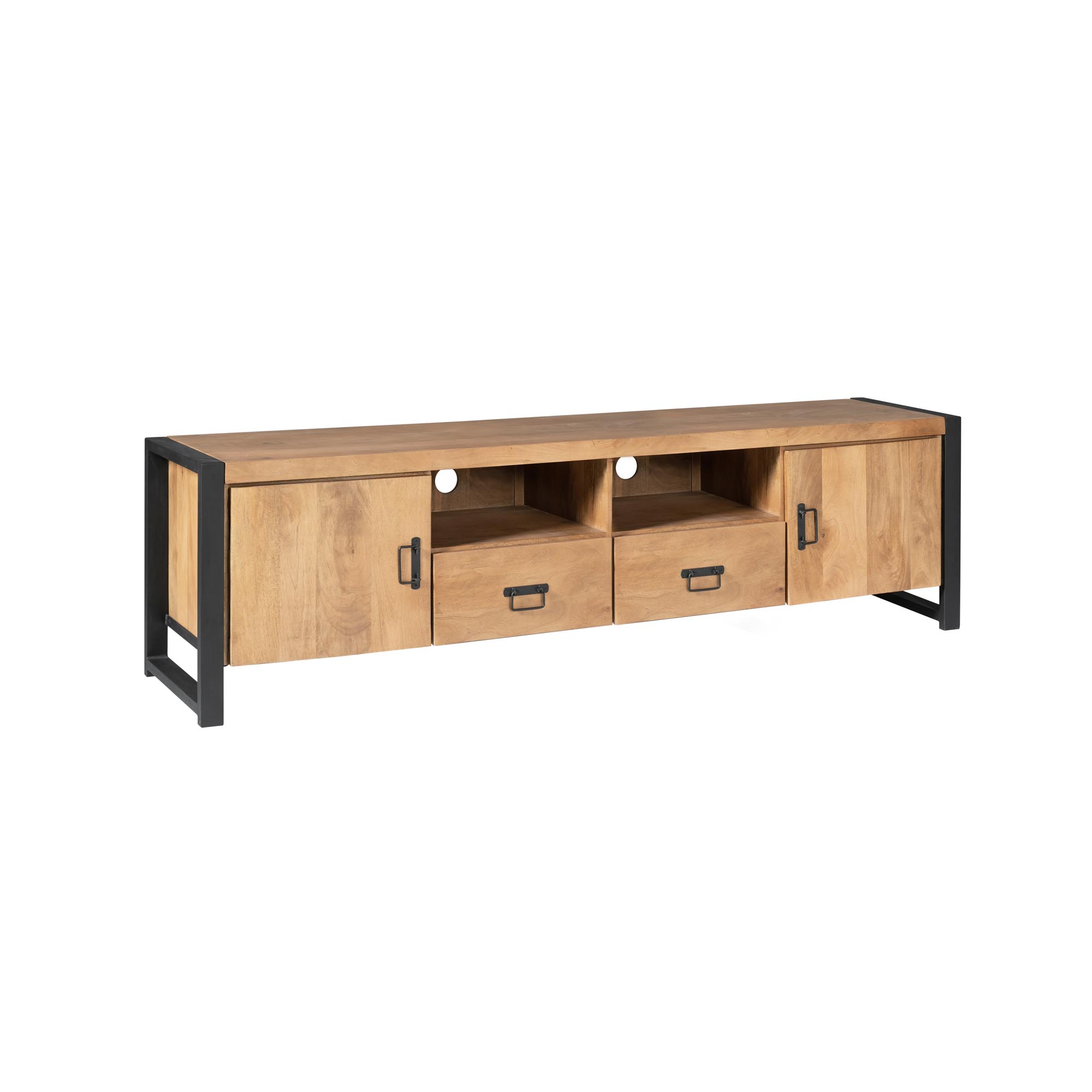 Tv meubel Britt met deuren en lades Naturel Mangohout 200 cm - Image 3
