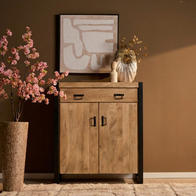 Kabinet kast Britt Naturel Mangohout 100 cm - Image 1