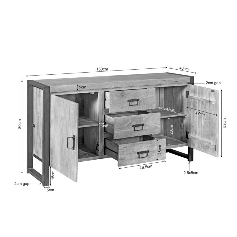Dressoir Britt Naturel Mangohout 160 cm - Image 6