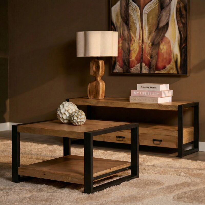 Salontafel Britt Naturel Mangohout 80 cm - Image 1
