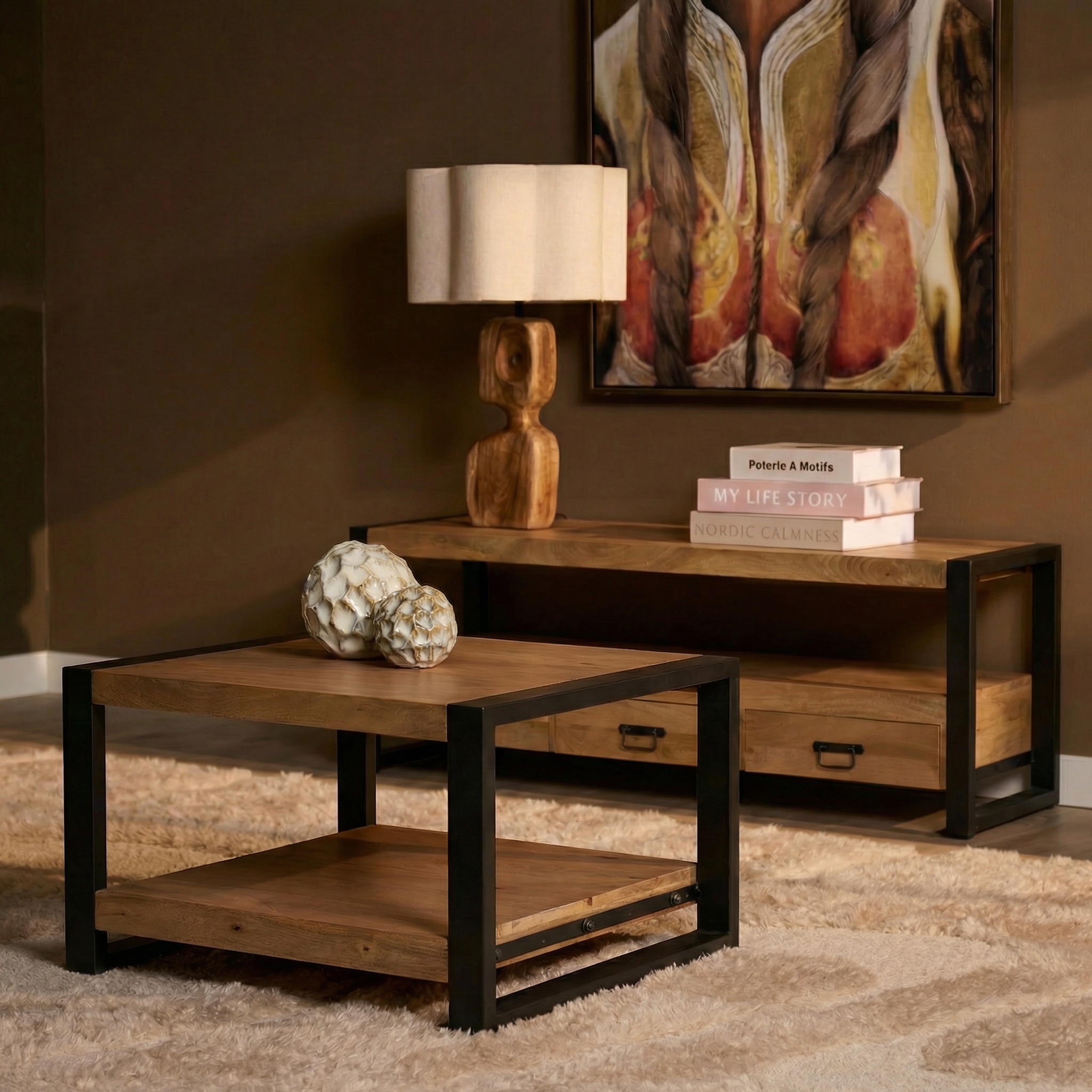 STF-4633_0 Salontafel Britt Naturel Mangohout 80 cm - Image 1