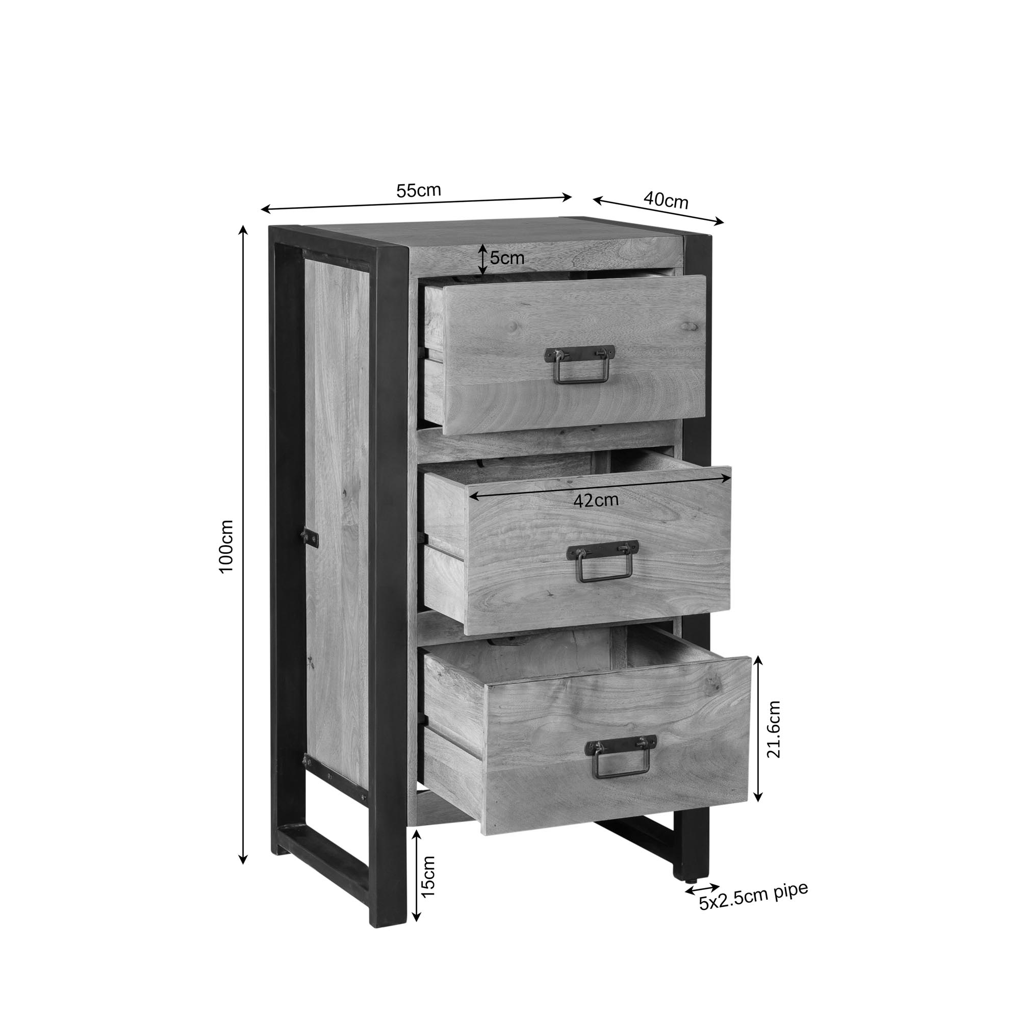 Halkast Britt met lades Naturel Mangohout 55 cm - Image 5