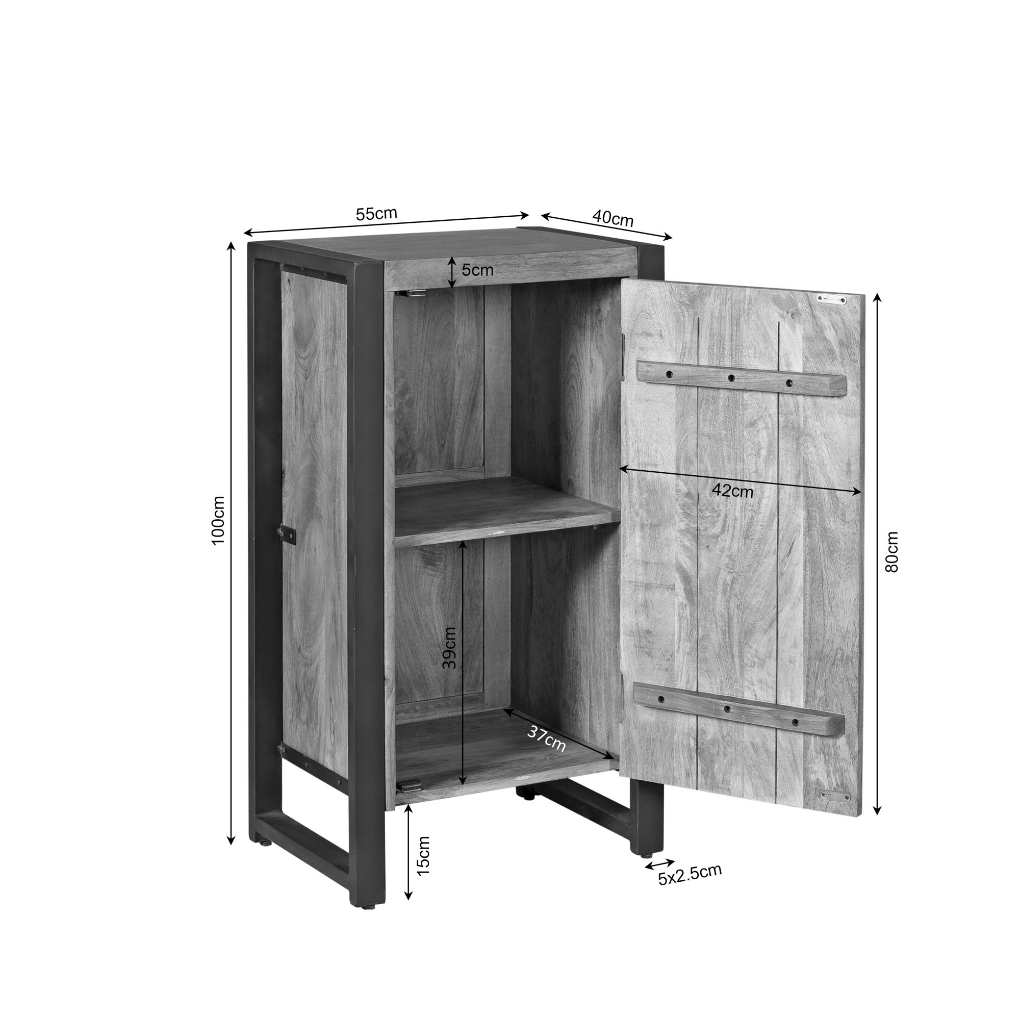 Halkast Britt met deur Naturel Mangohout 55 cm - Image 5