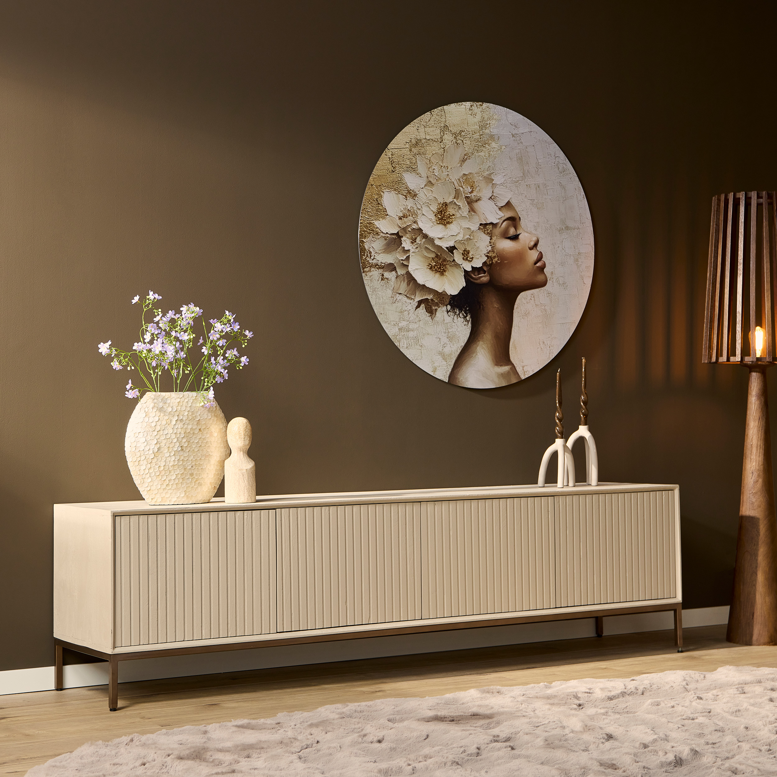 Tv meubel Madison Zand Mangohout 210 cm - Image 5