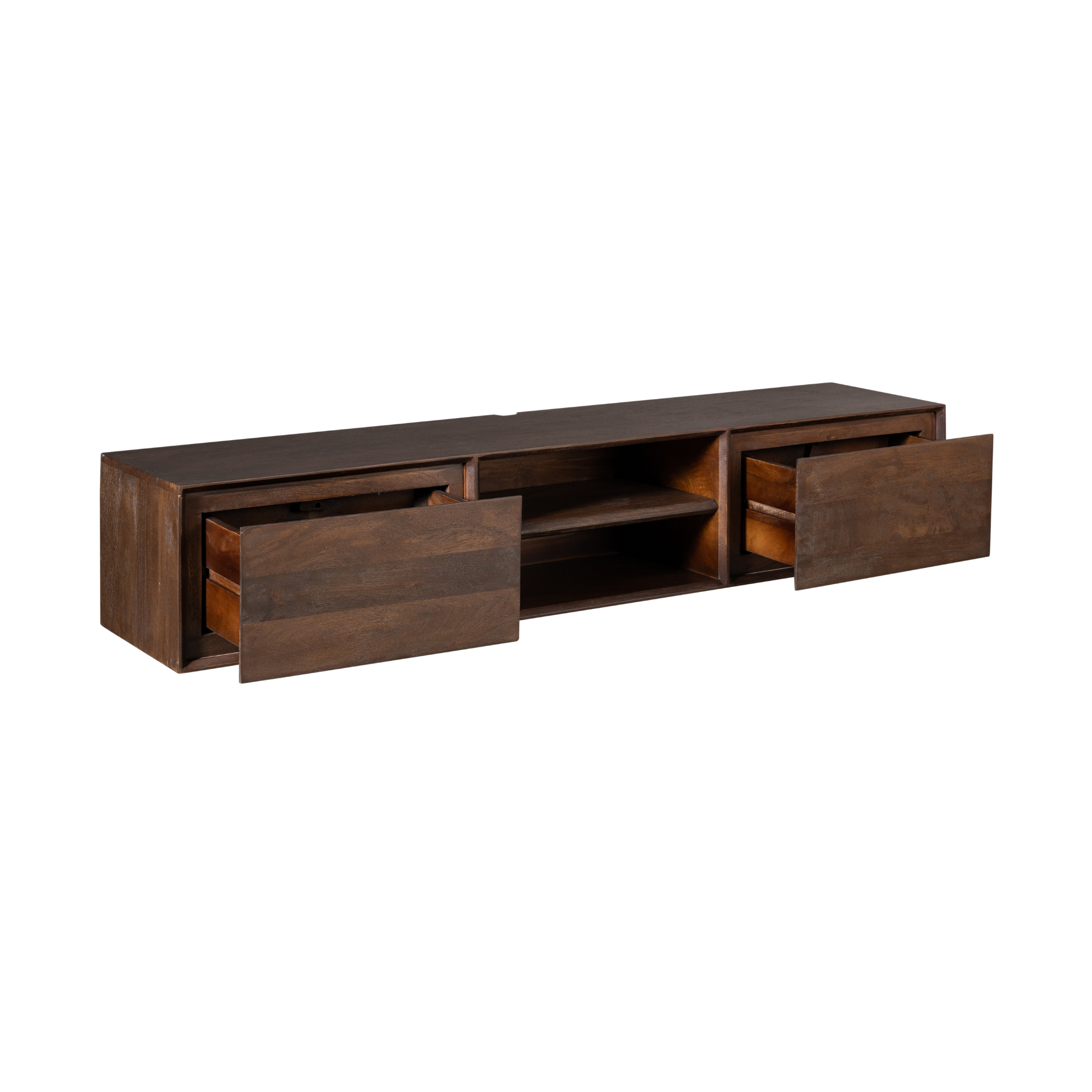 Zwevend tv meubel Ambiance Bruin Mangohout 160 cm - Image 8