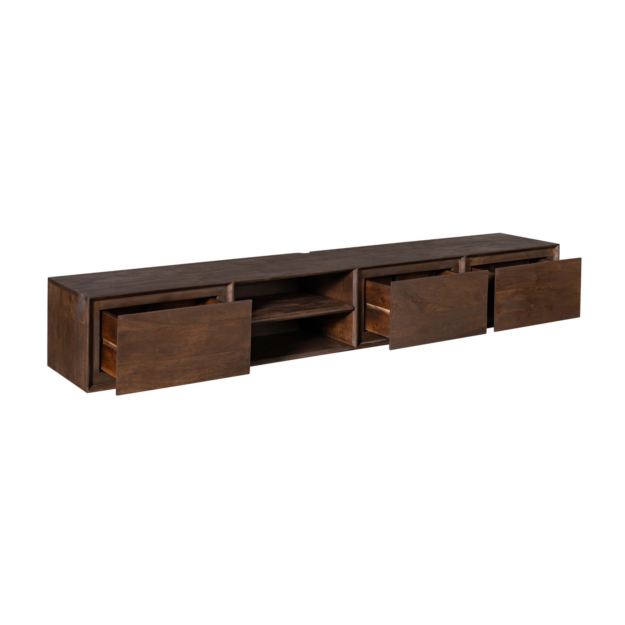 Zwevend tv meubel Ambiance Bruin Mangohout 200 cm - Image 9