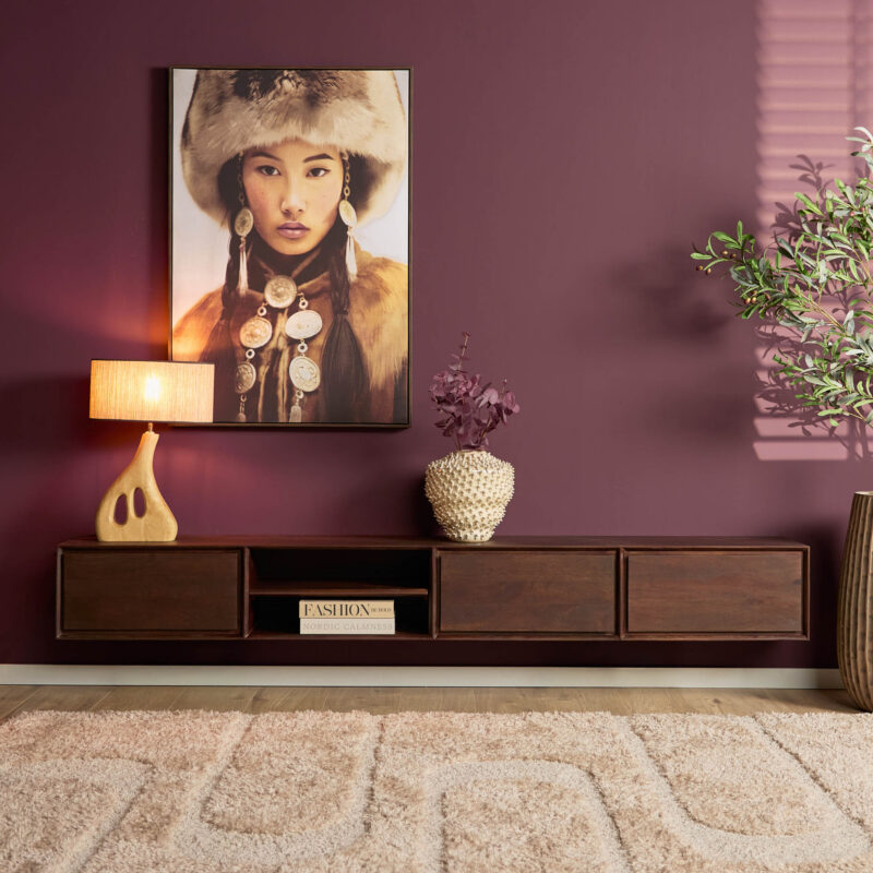 Zwevend tv meubel Ambiance Bruin Mangohout 240 cm - Image 1