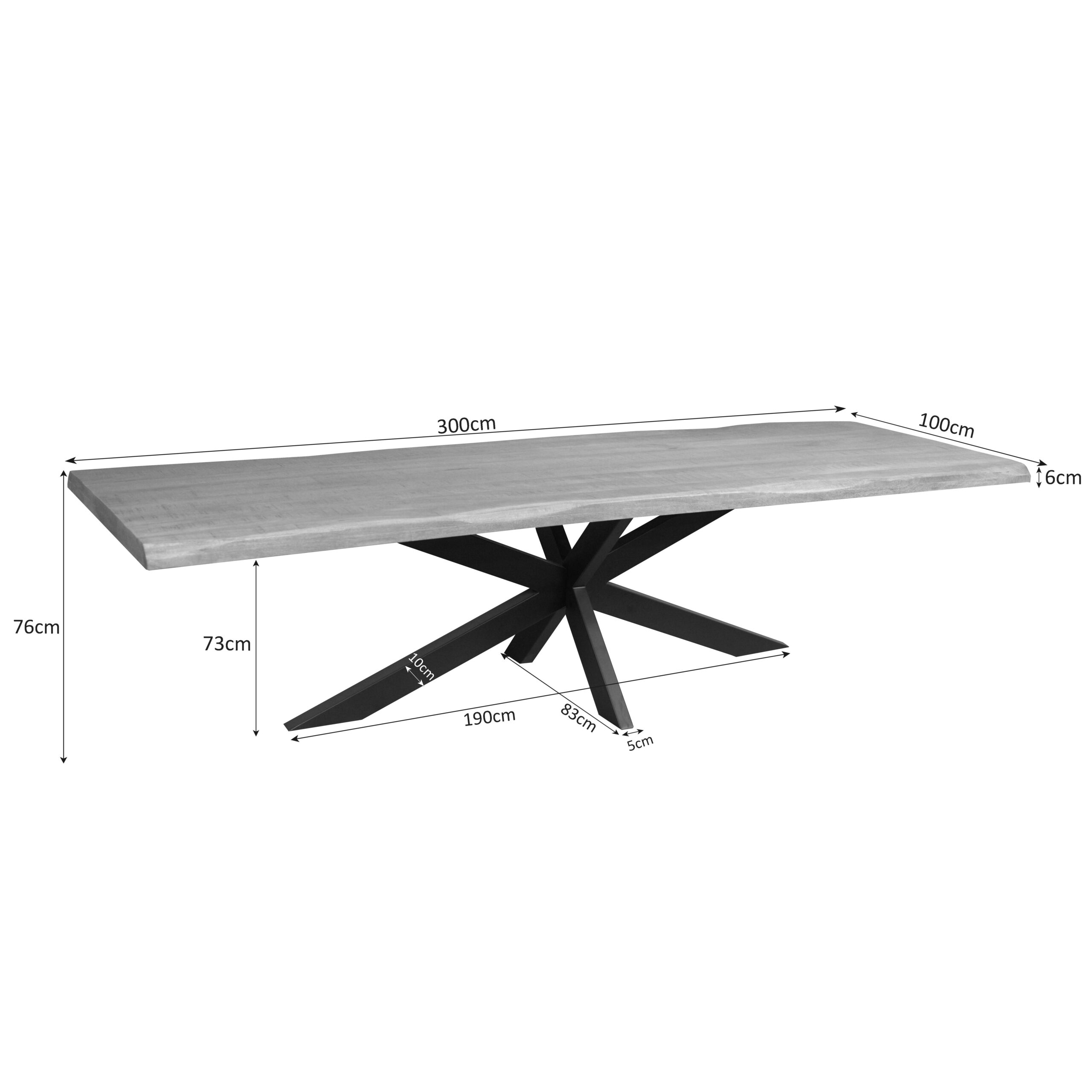 STF-1122_3 Boomstamtafel Dakota Naturel Mangohout 300 cm - Image 4