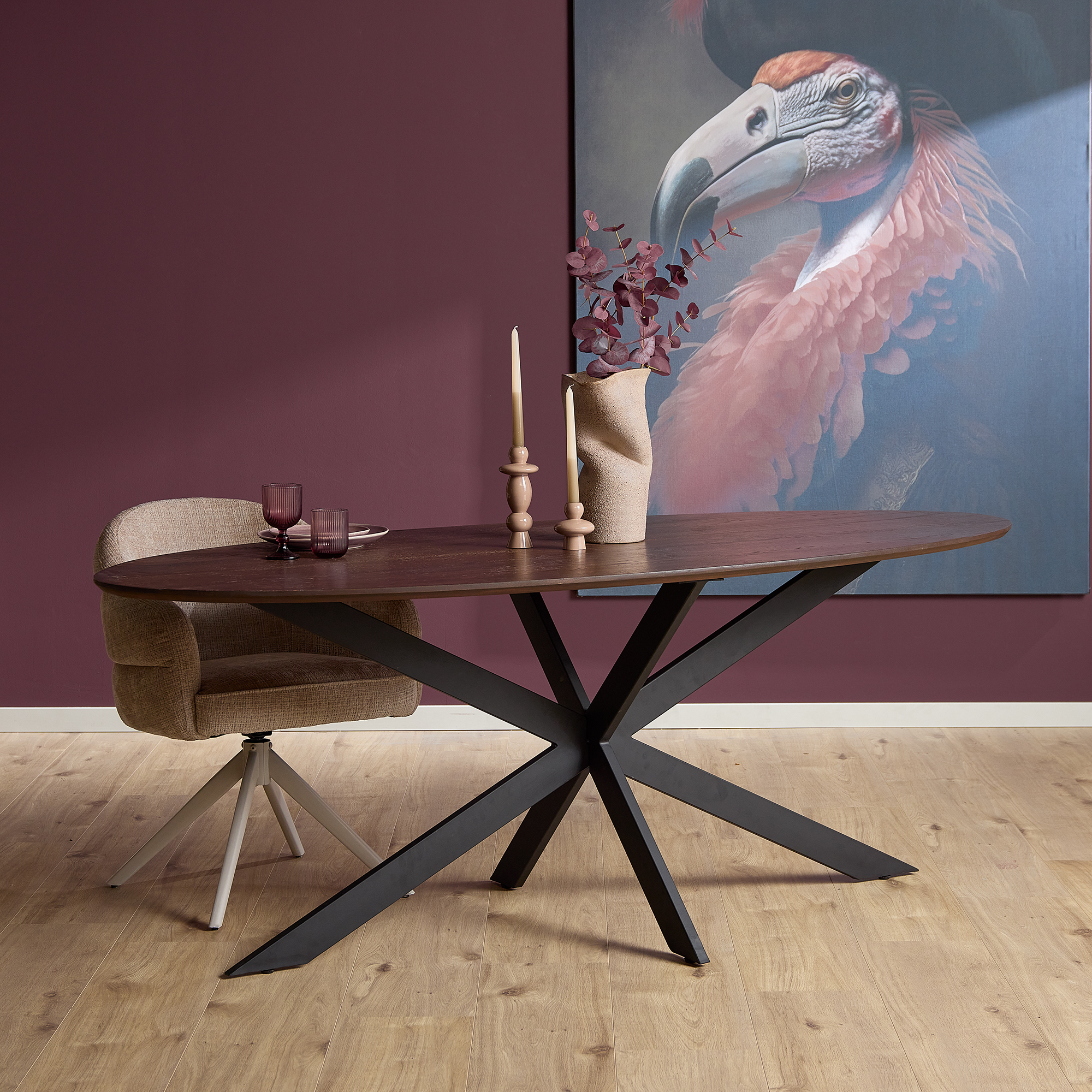 Ovale eettafel Ferris Bruin Eikenhout 280 cm - Image 1