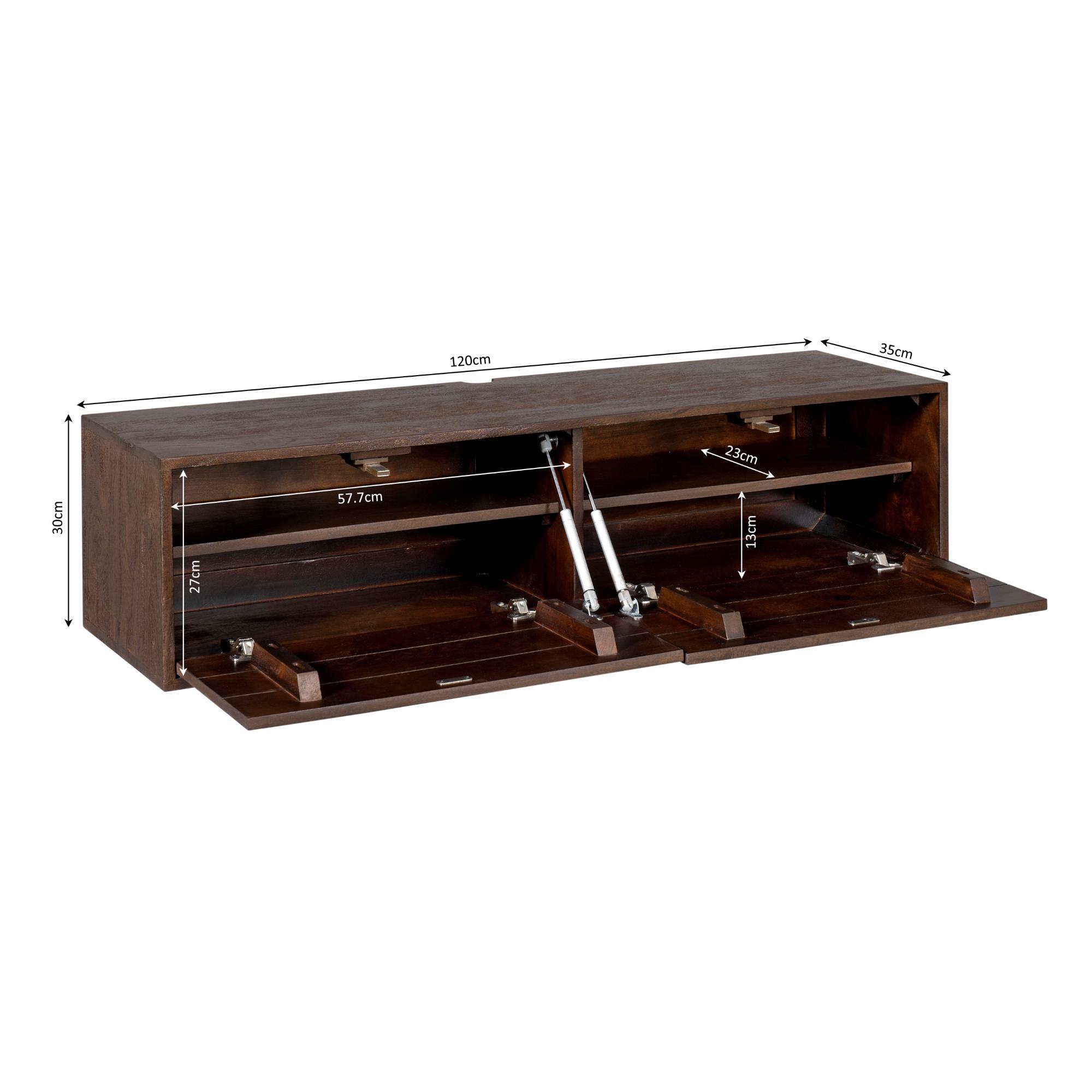 Zwevend tv meubel Vision Bruin Mangohout 120 cm - Image 10
