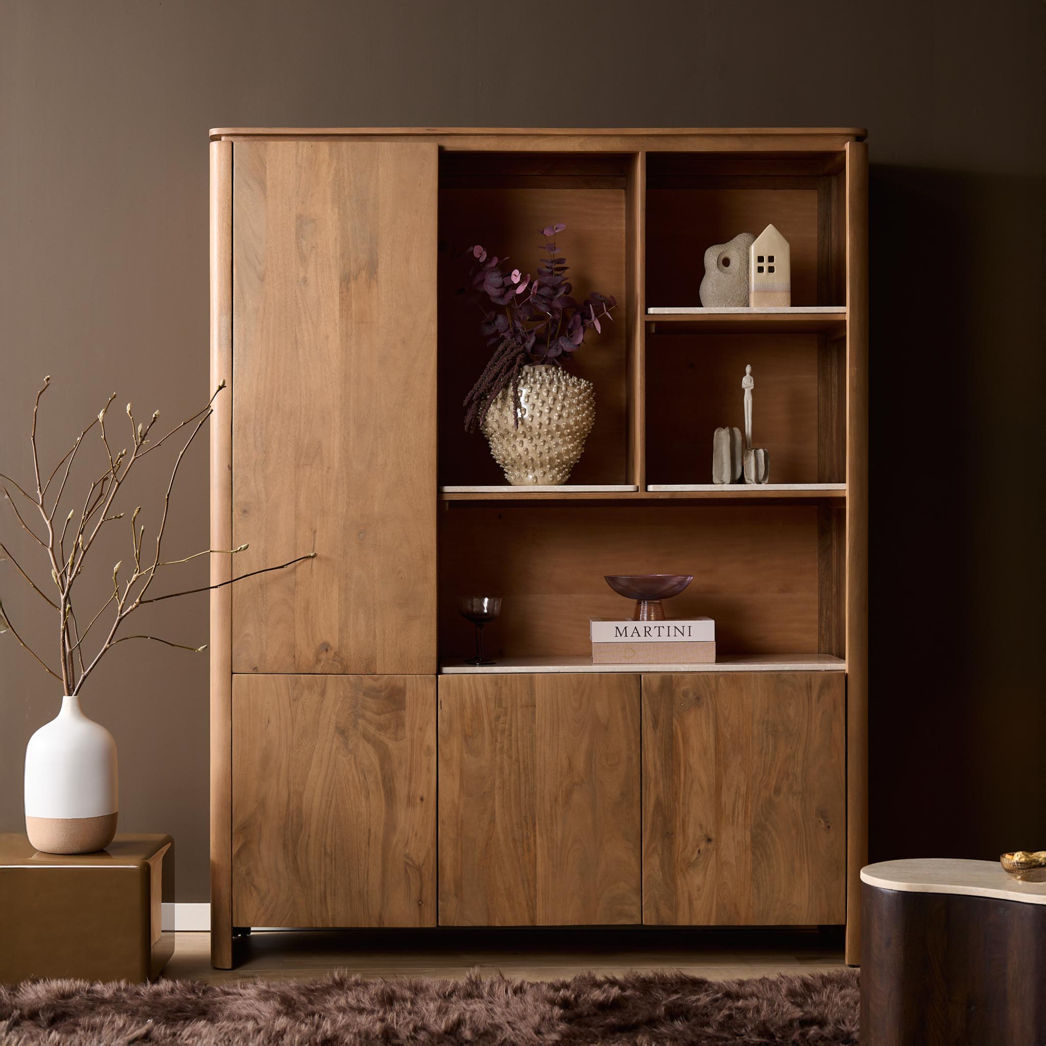 Vakkenkast XL Dallas Naturel Mangohout 160 cm - Image 1