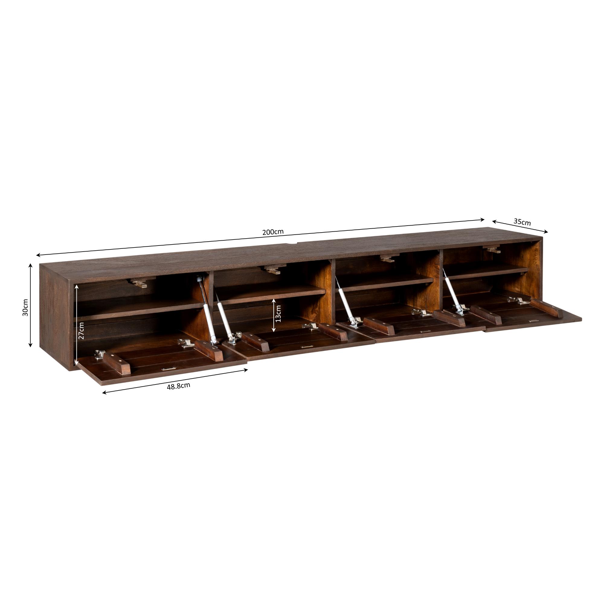 Zwevend tv meubel Vision Bruin Mangohout 200 cm - Image 10