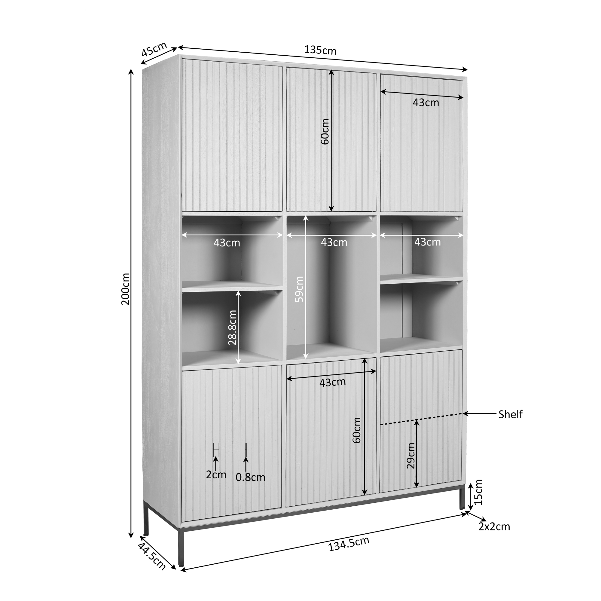 Vakkenkast Madison XL Bruin Mangohout 135 cm - Image 6