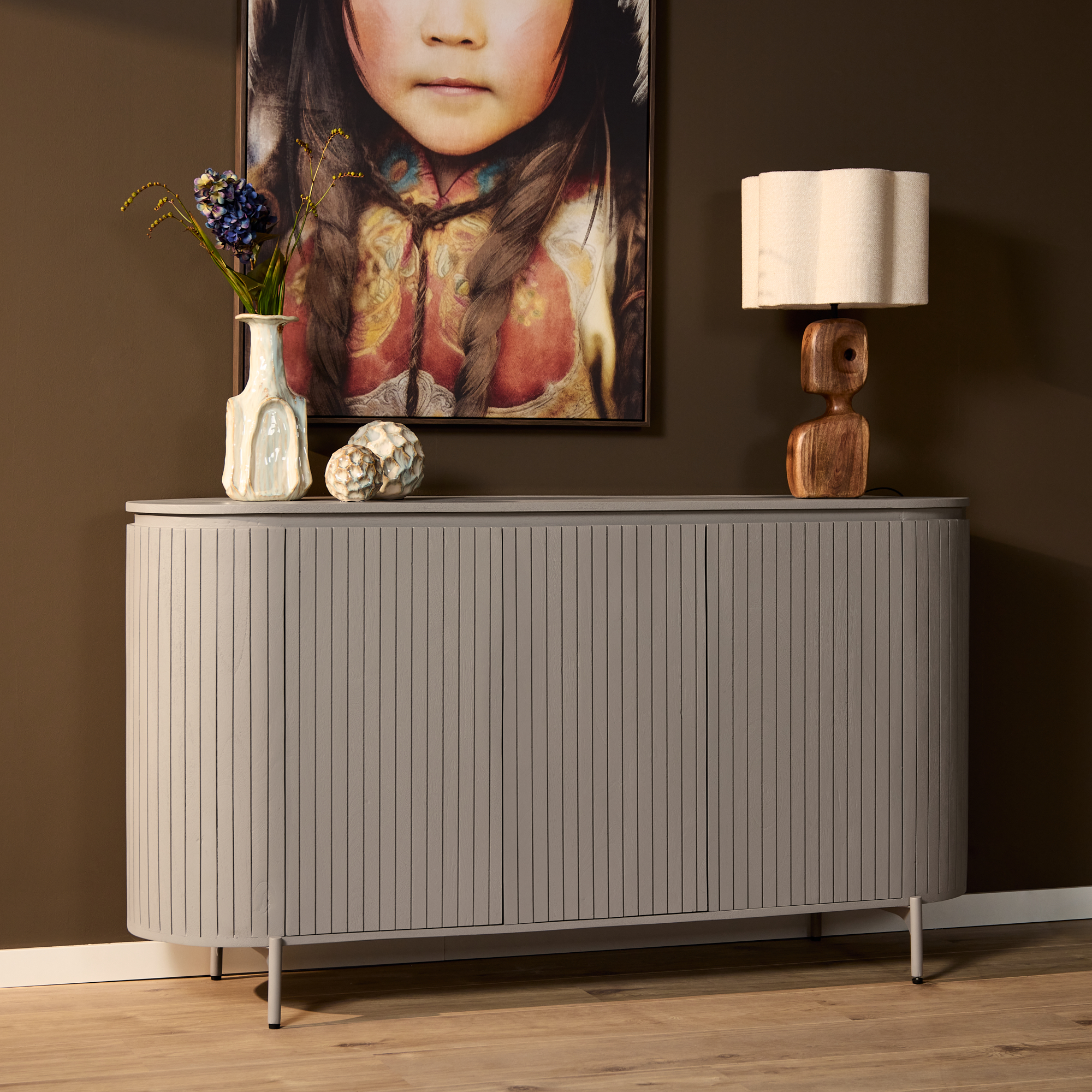 Dressoir Solana Taupe Mangohout 165 cm - Image 1