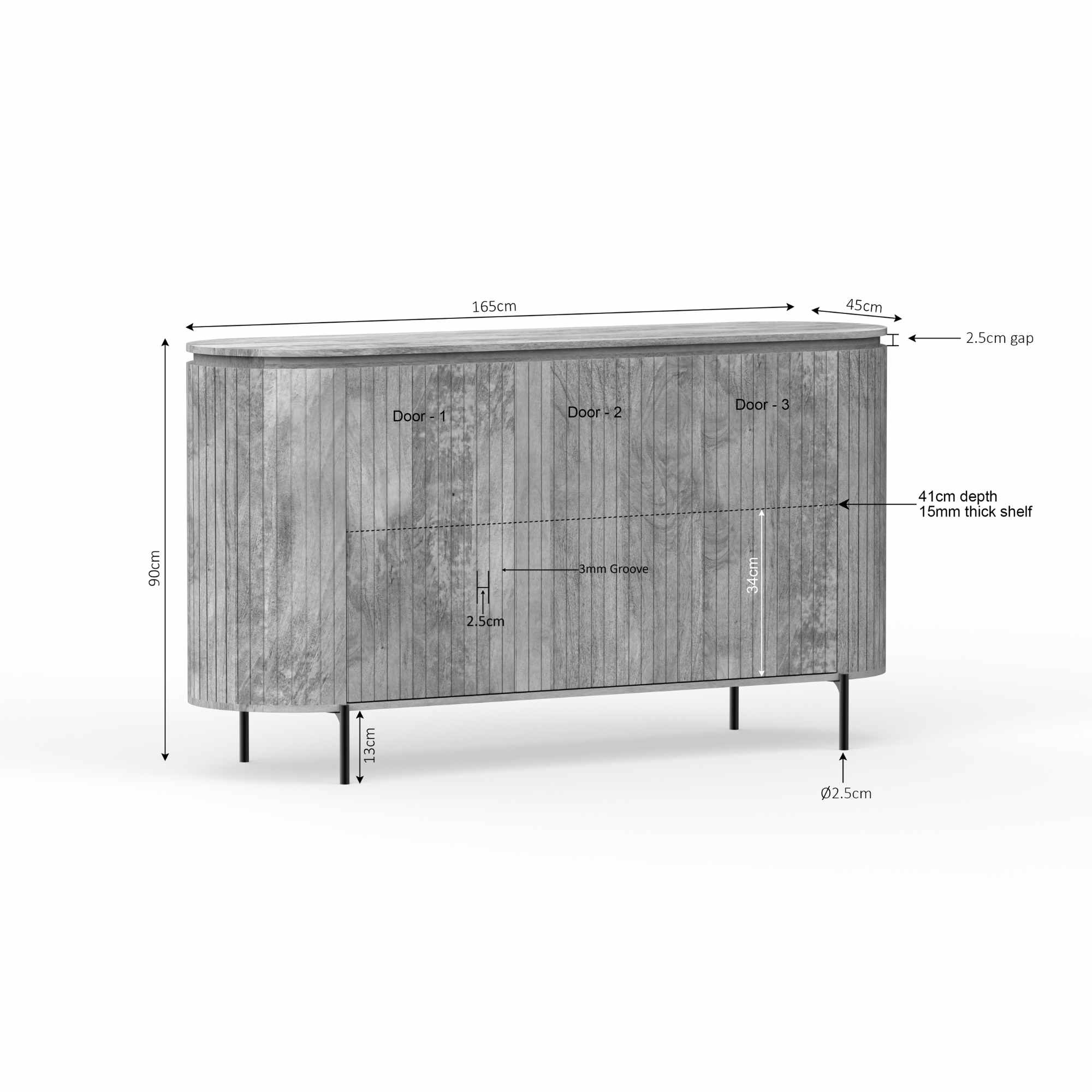 Dressoir Solana Taupe Mangohout 165 cm - Image 11