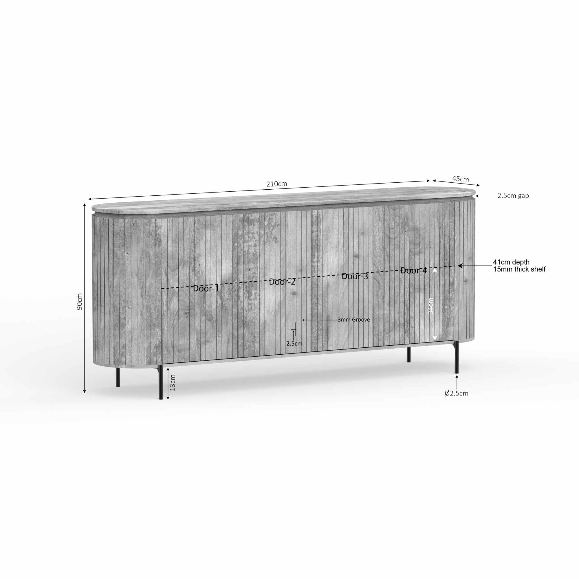 STF-2909_10 Dressoir Solana Taupe Mangohout 210 cm - Image 11