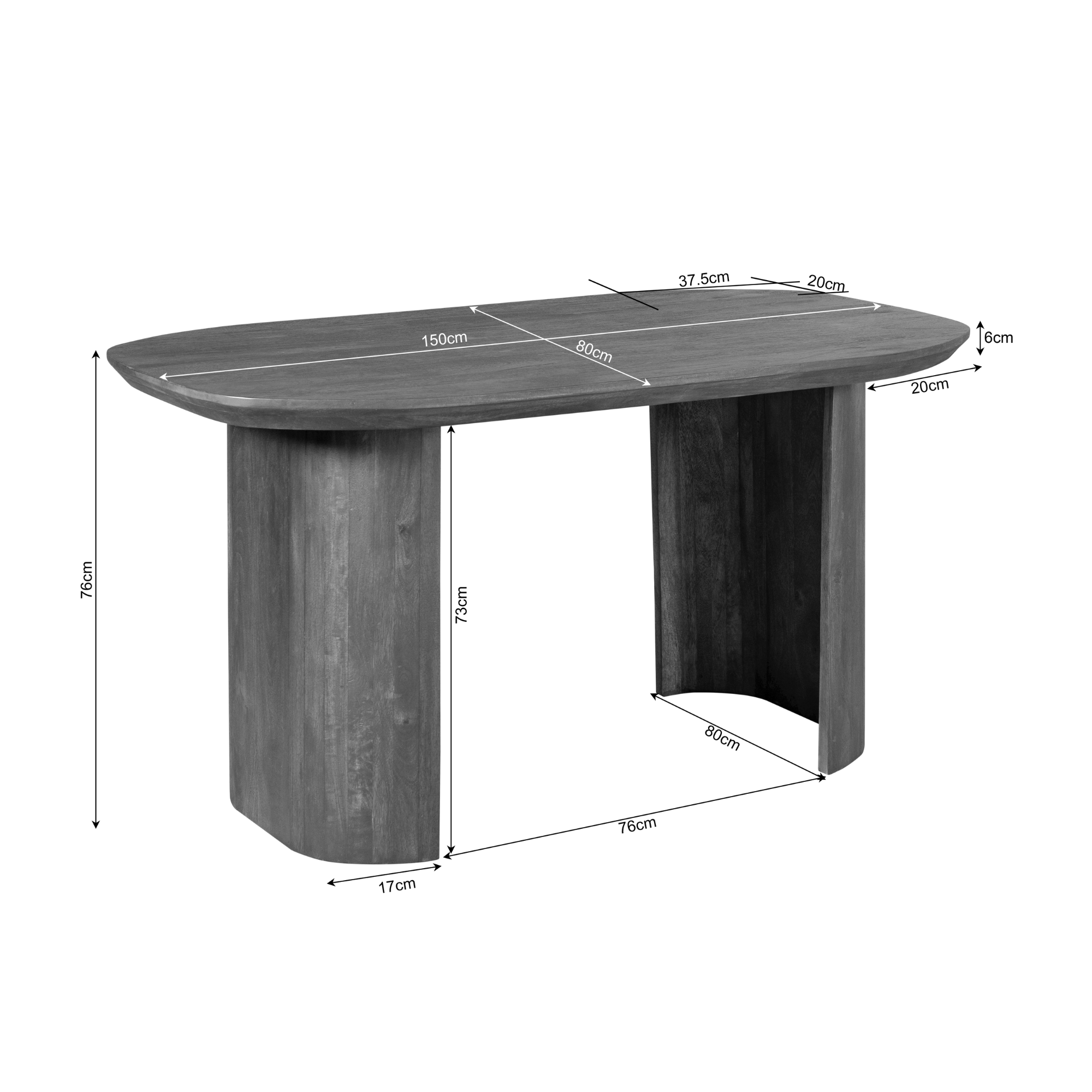 Bureau Maré Bruin Mangohout 150 cm - Image 4