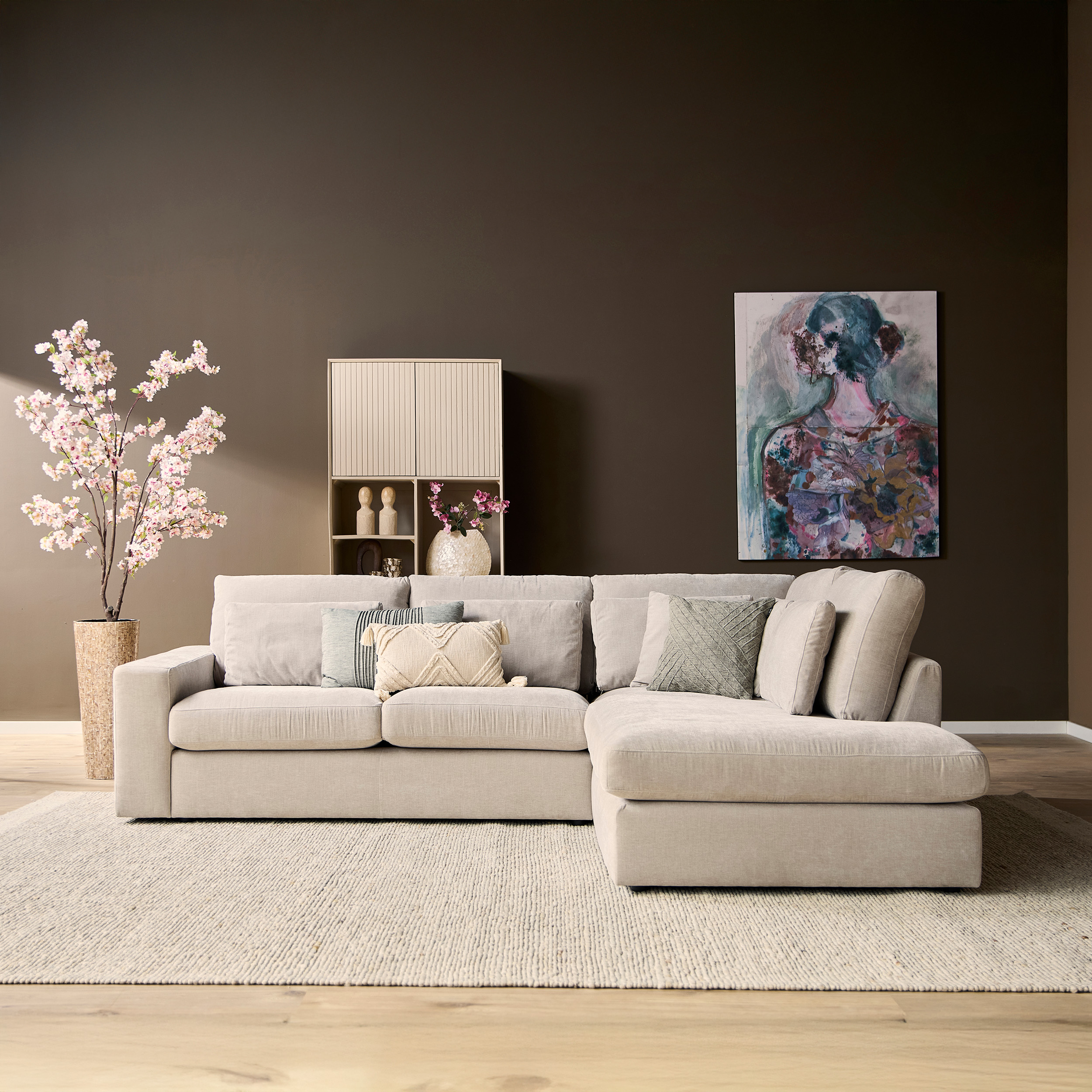 MYS-5001_0 MySofa Jesse Hoekbank Beige 2,5 zits+Divan Rechts - Image 1