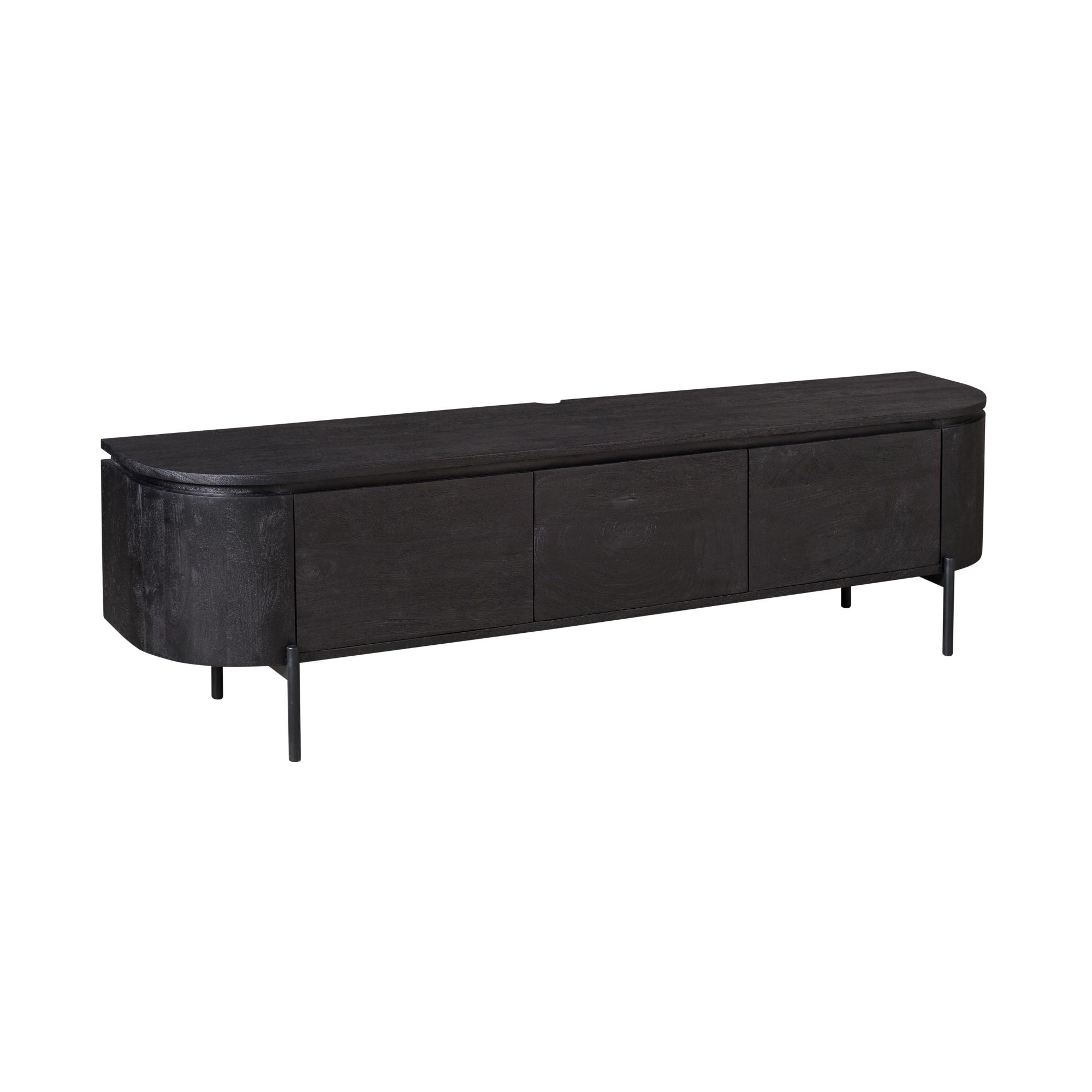 STF-1707_8 Tv meubel Excellent Zwart Mangohout 160 cm - Image 9