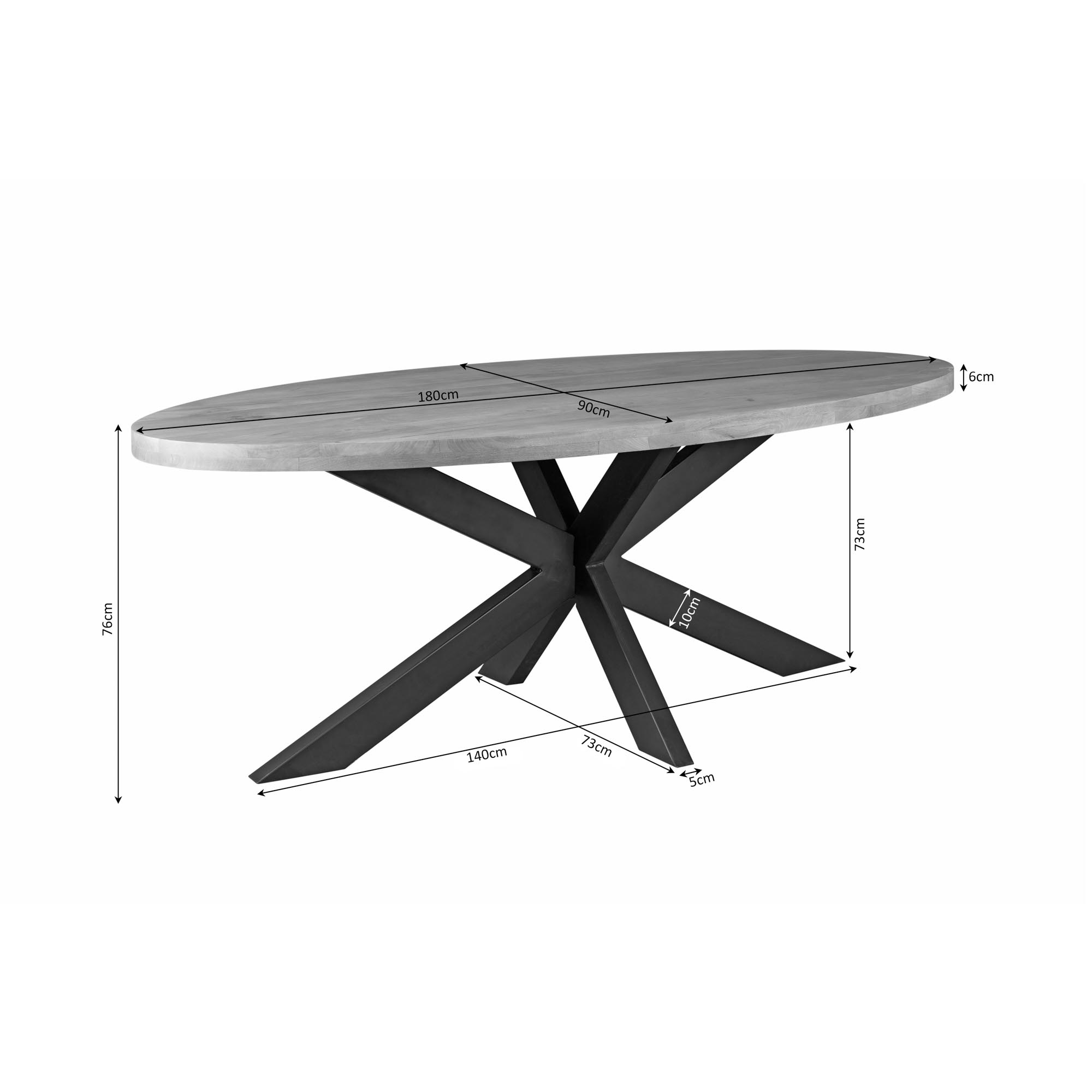 Ovale eettafel Dakota Naturel Mangohout 180 cm - Image 4