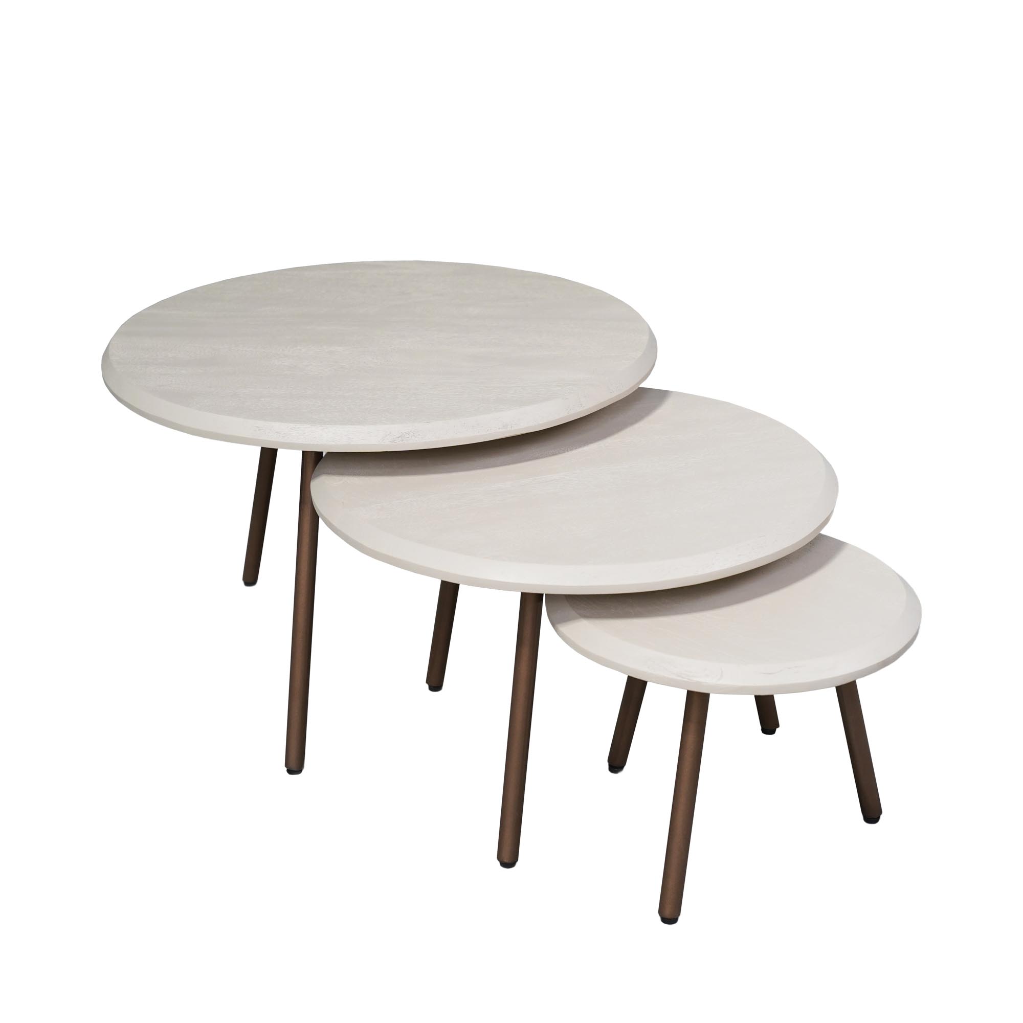STF-2023_0 Ronde salontafelset Ohio Zand Mangohout 70 cm - Image 1