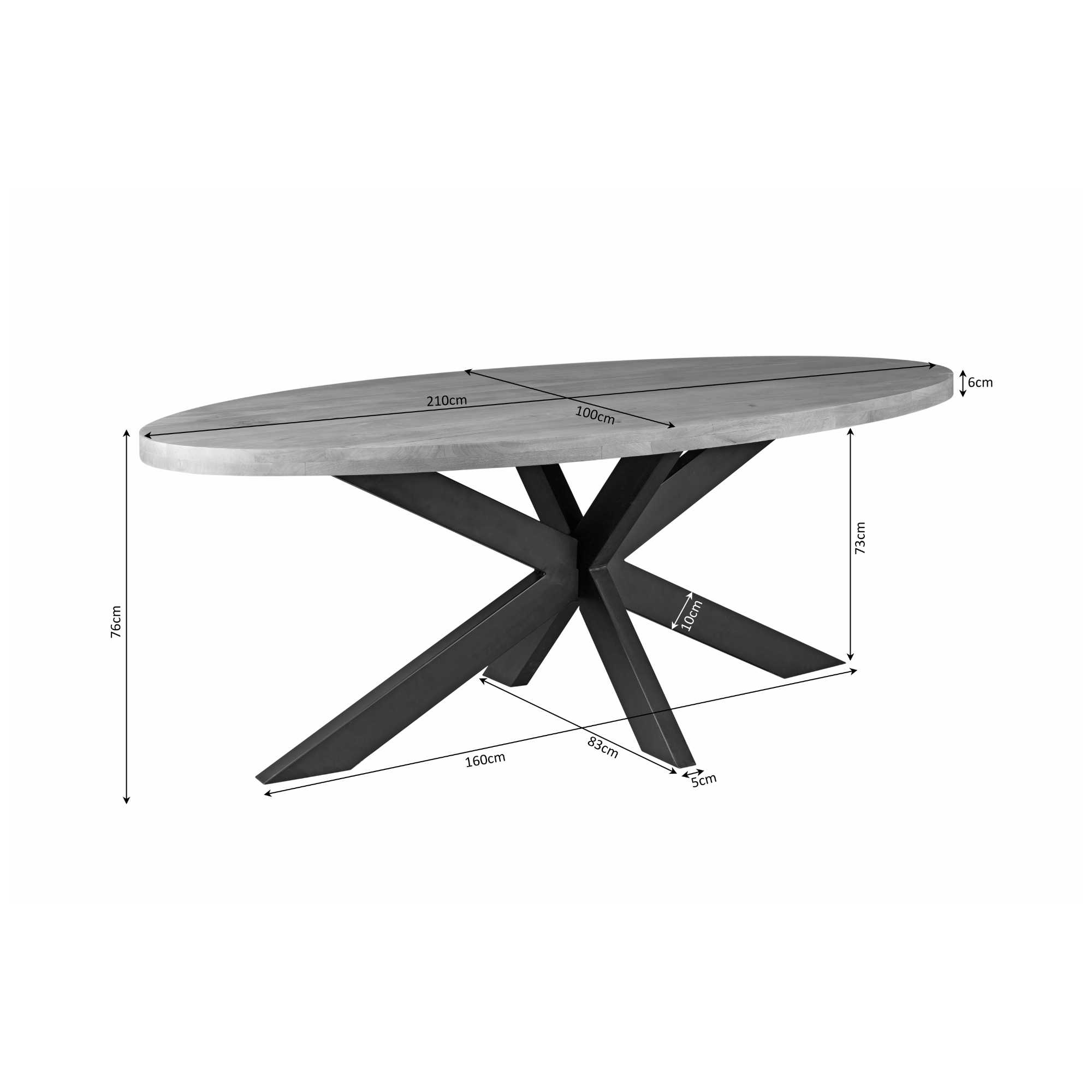 Ovale eettafel Denver Mangohout 210 cm - Image 4